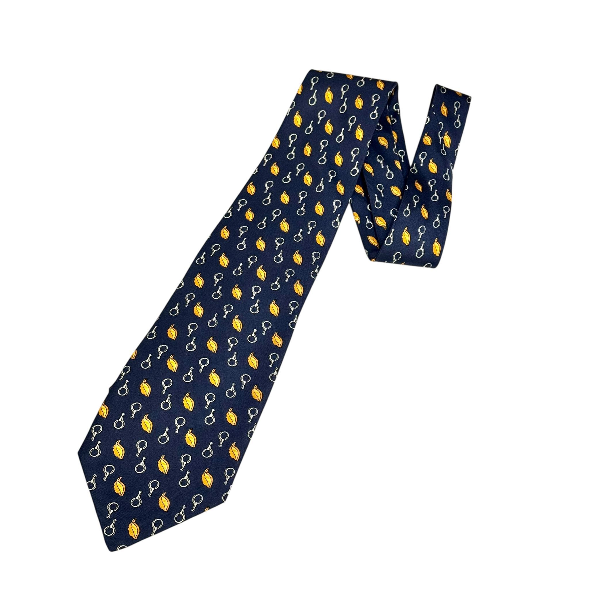 全新CELINE TIE 真絲 深藍色樹葉圖案 #賽琳領呔 #BRAND NEW#香榭站正品