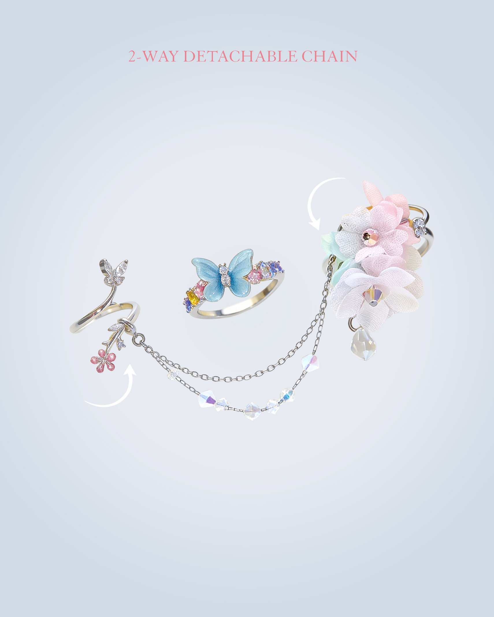 Sakura Silhouette Floral Ring Set