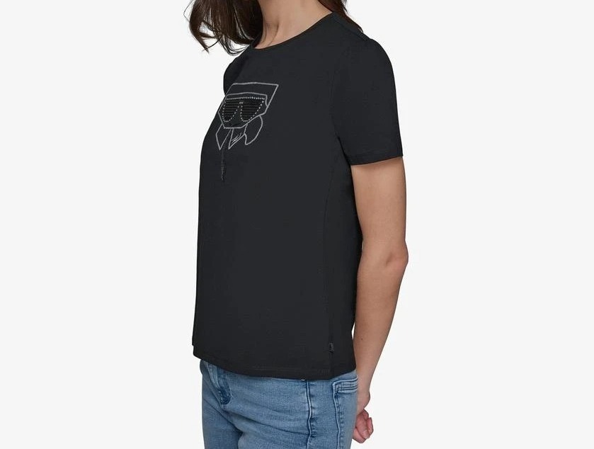 [S] KARL LAGERFELD BLACK SEQUIN KARL HEAD TEE, L4WHD078-BLK (SKL1295)