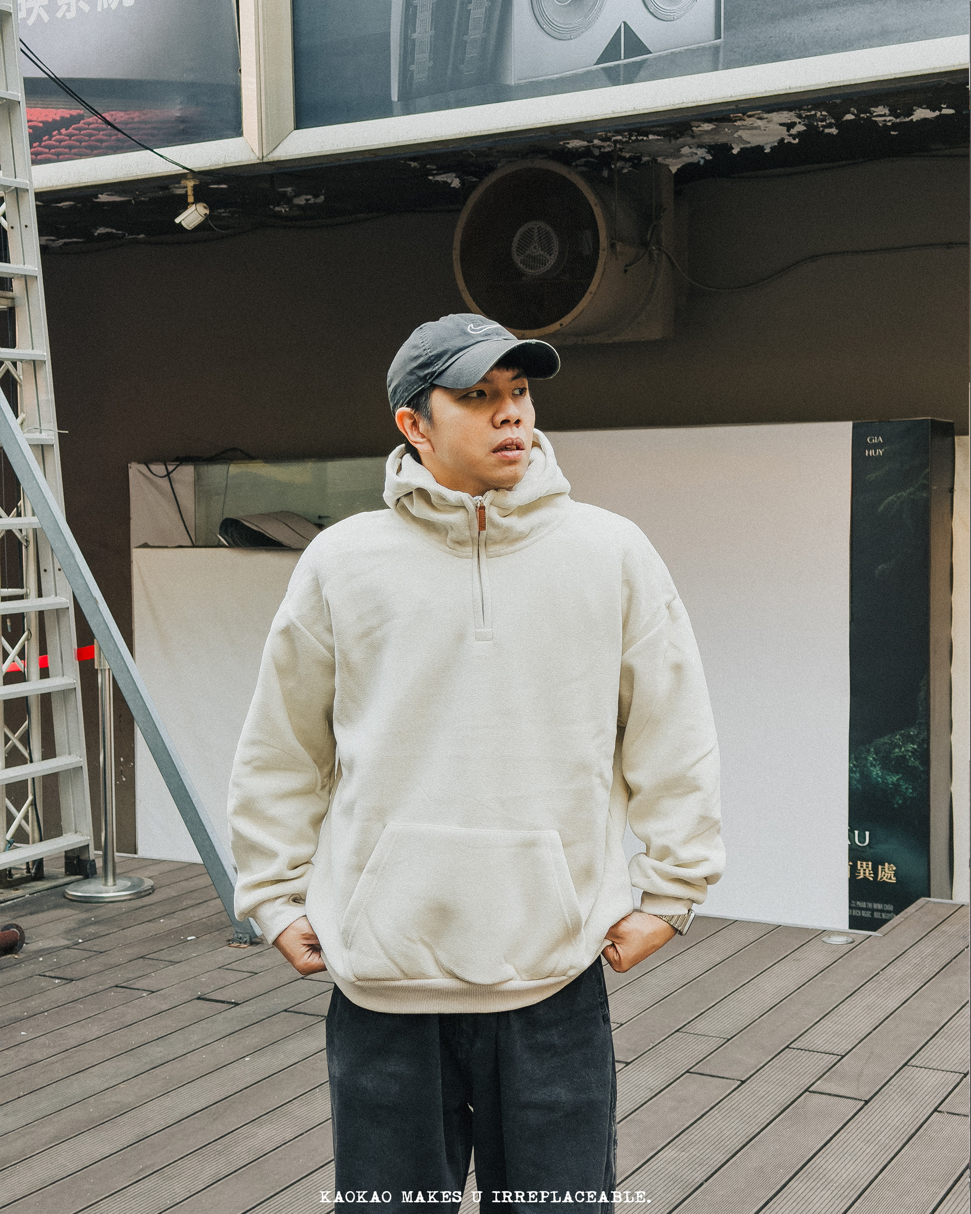 NATURE 430G 搖粒絨 連帽 加絨 半高領 帽T 男 春季新款 美式復古【BL3871】