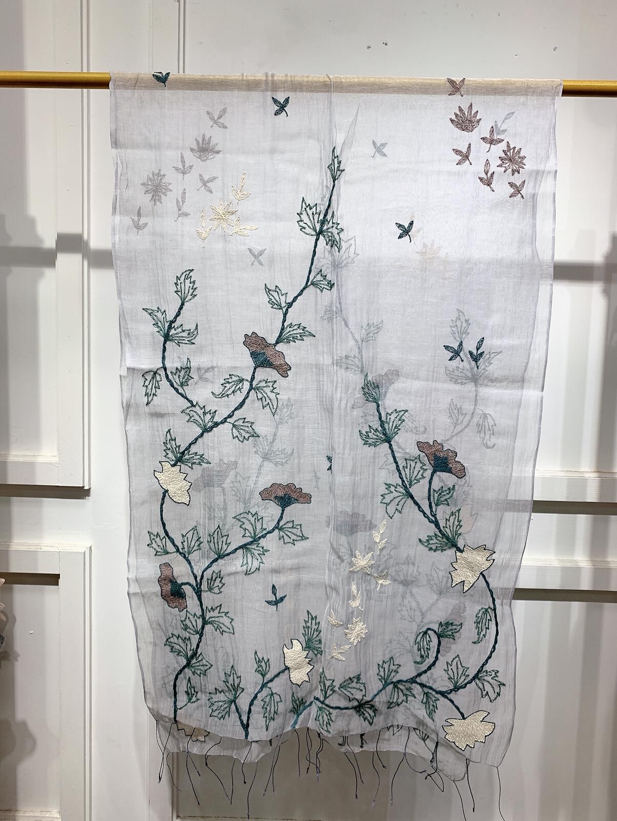 WM081 Scarfesia 透藍色花花絲巾 70% Cotton 30% Silk