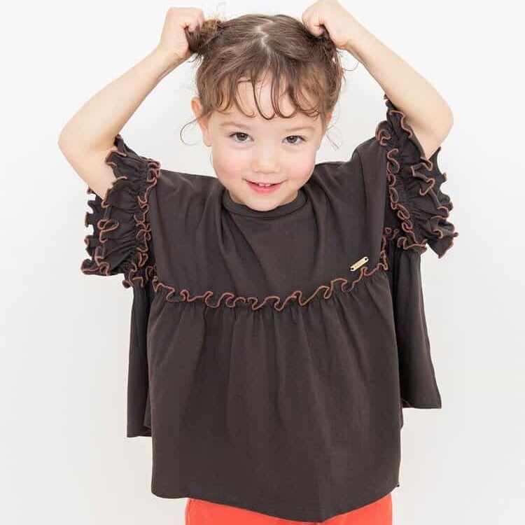 日本 90-140 彩色荷葉邊寬鬆上衣 5色