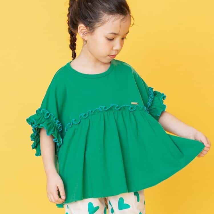 日本 90-140 彩色荷葉邊寬鬆上衣 5色