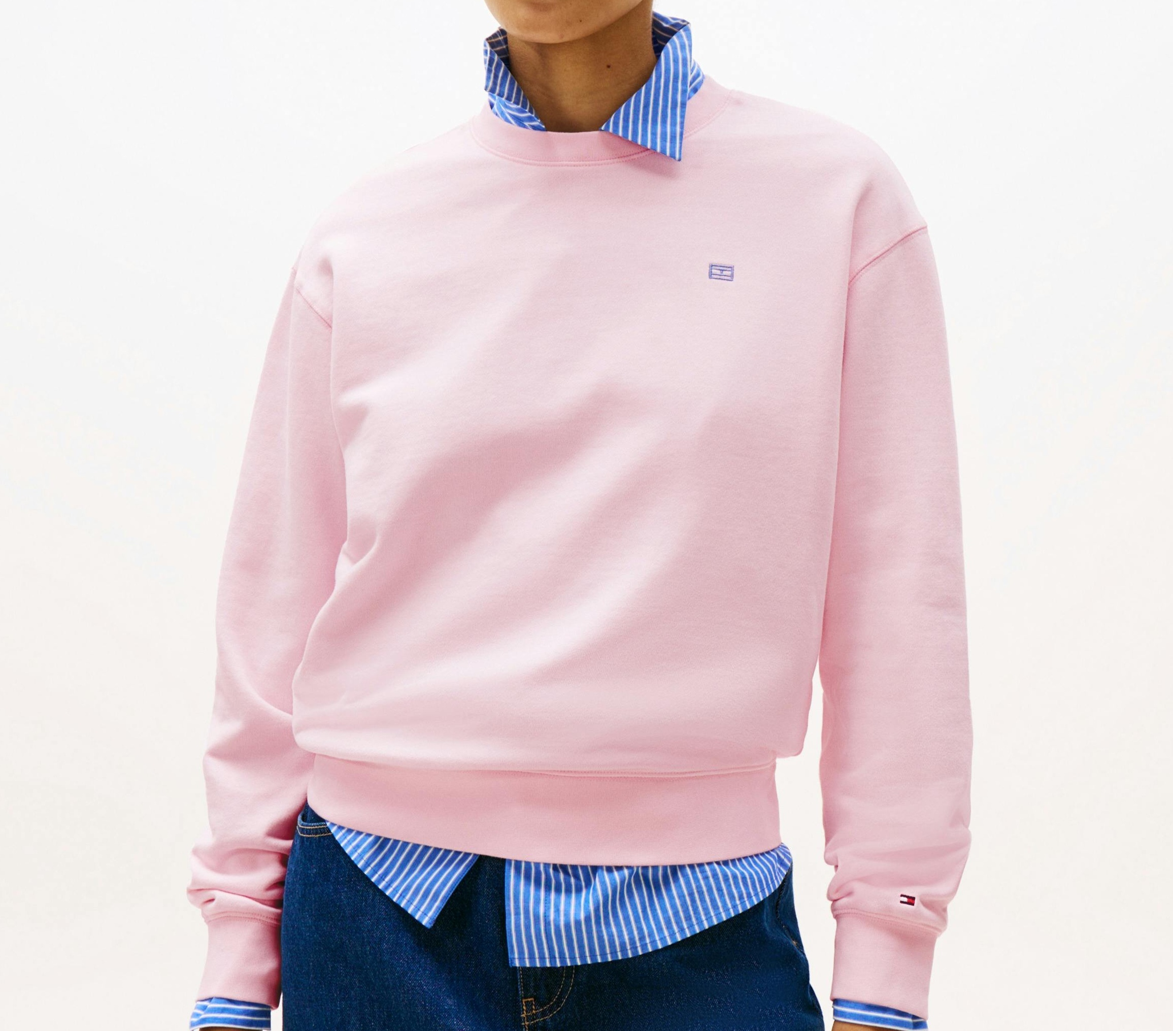 [S] TOMMY HILFIGER DIP-DYE EMBROIDERED SIGNATURE SWEATSHIRT,RED, 76J4699-651 (STH624)