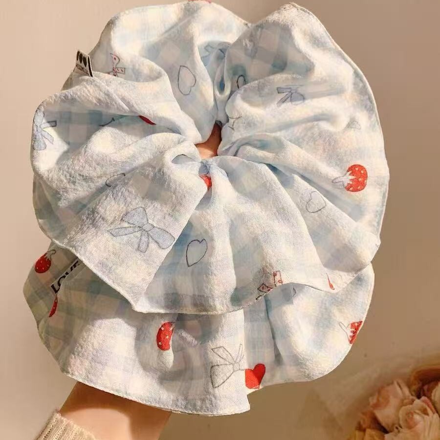 [3 FOR RM10] Ballet Style Blue Bow Striped Scrunchies