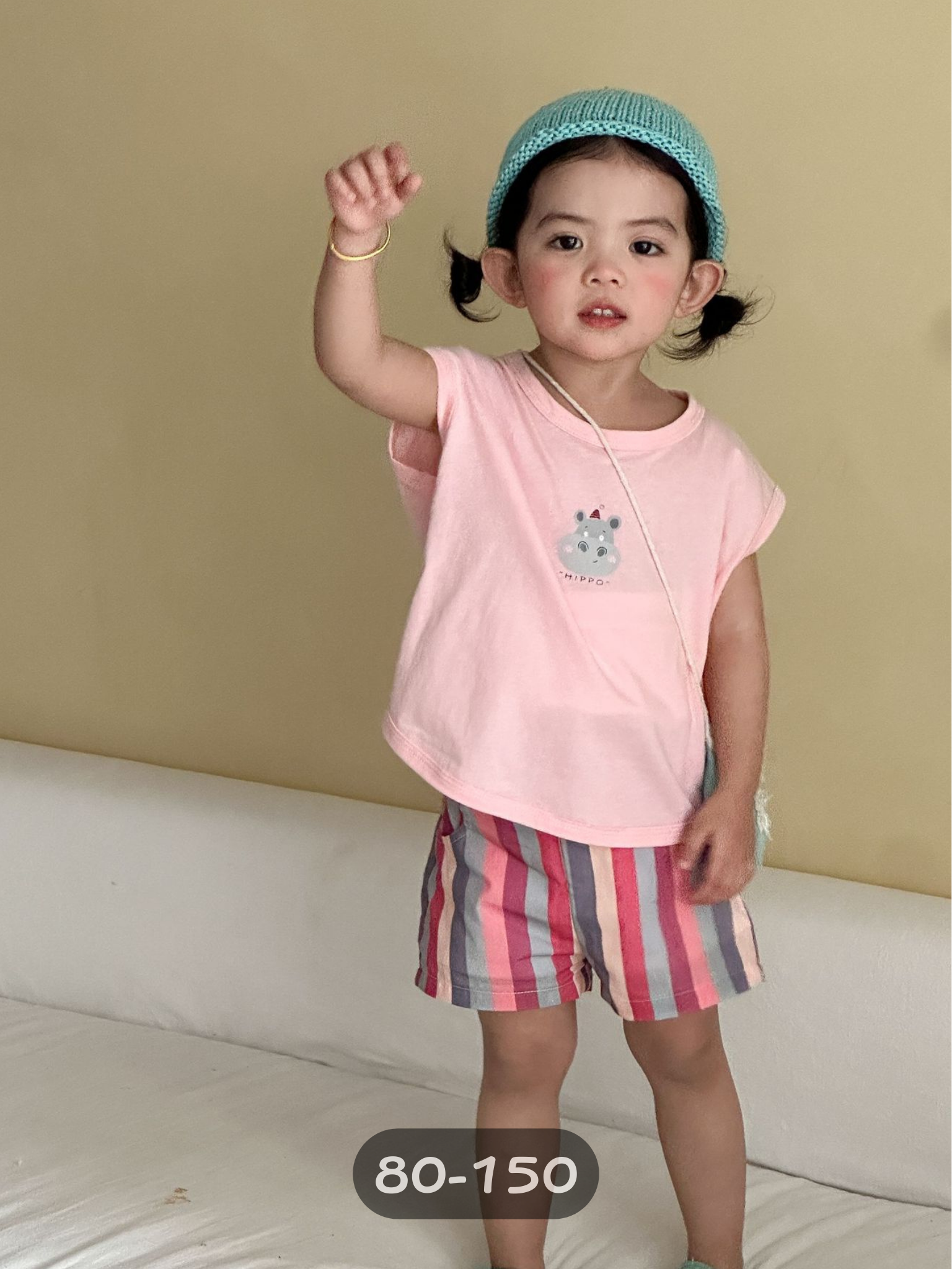 撞色粉條河馬 短袖套裝2件組