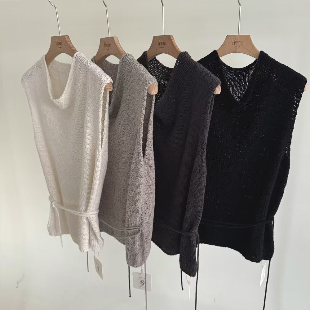 LF6017 薄針織背心可綁帶