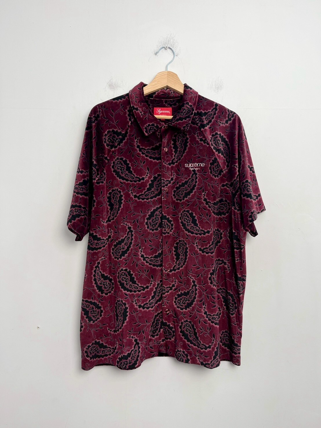 SUPREME FW19 Velour S/S Shirt SIZE XL