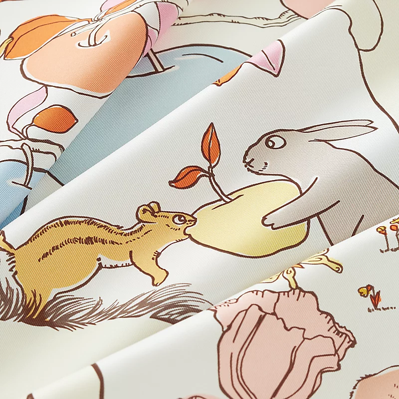 HERMES Le Pommier Sellier scarf 90 blanc / bleu glacier / abricot