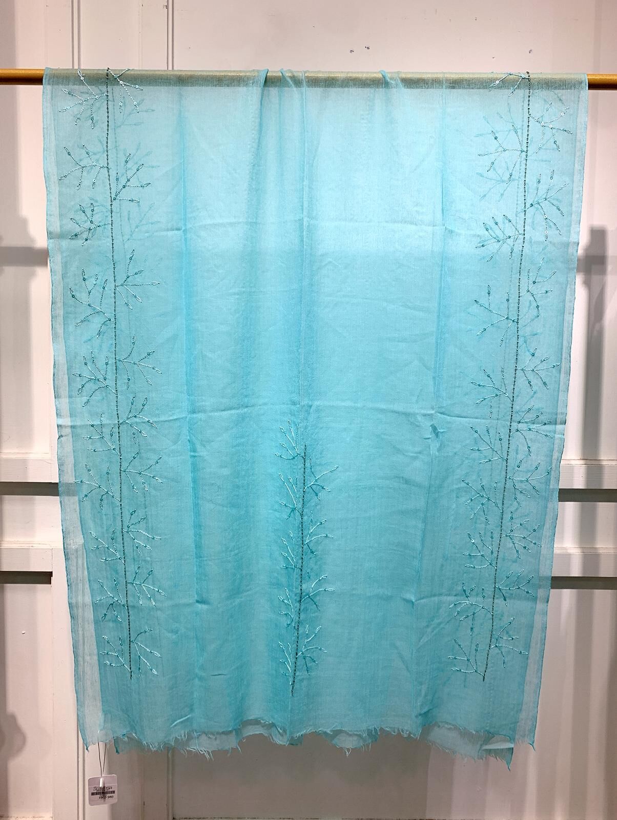 WM072 Scarfesia 淺粉藍色絲巾 100% Wool