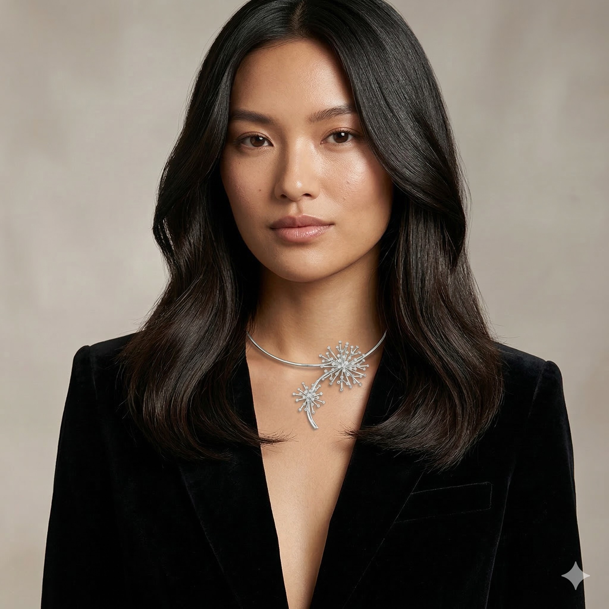 全新18K白金2卡57份鑽石頸箍