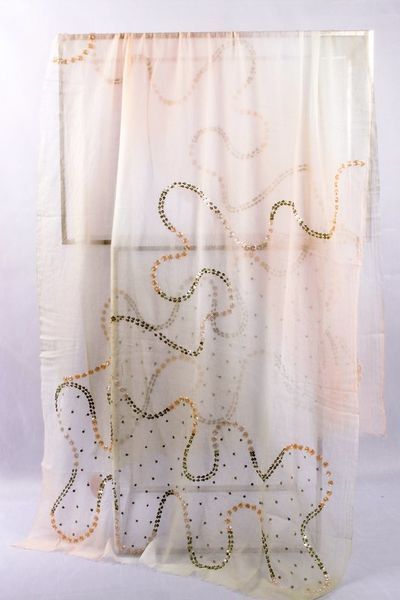 WM068 Scarfesia 淺杏色配金閃片絲巾 100% Wool ( Fine Wool