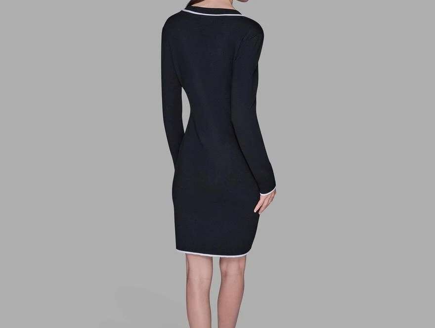 [S] KARL LAGERFELD BLACK SWEATER DRESS WITH PATCH, L5ZOS772-BLK (SKL1529)