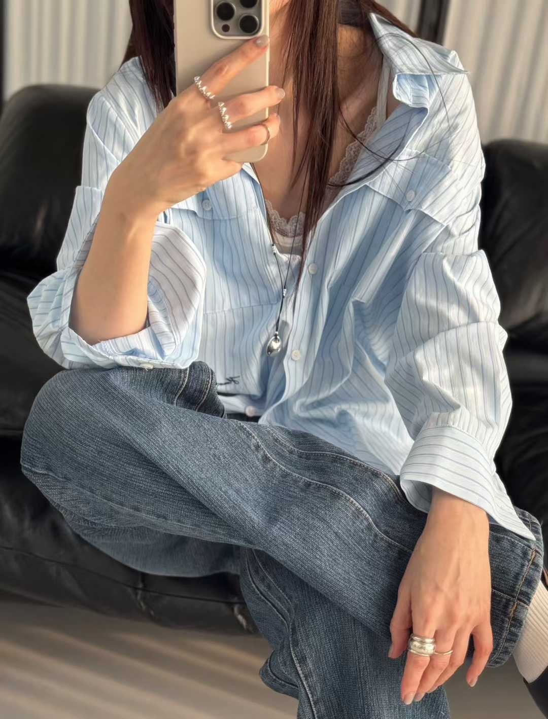 D09-自留款spring直條紋襯衫(3色)