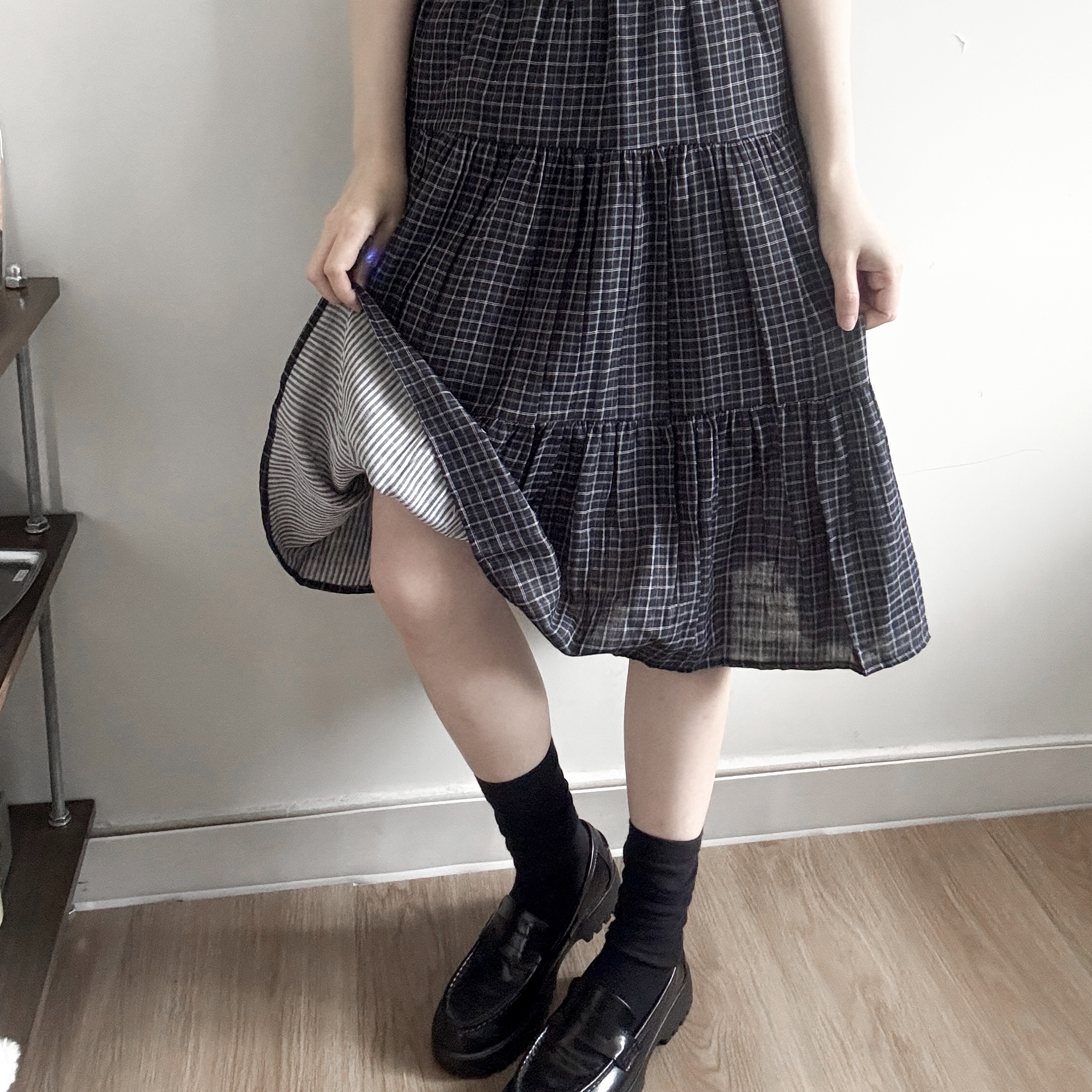 格仔中長蛋糕裙