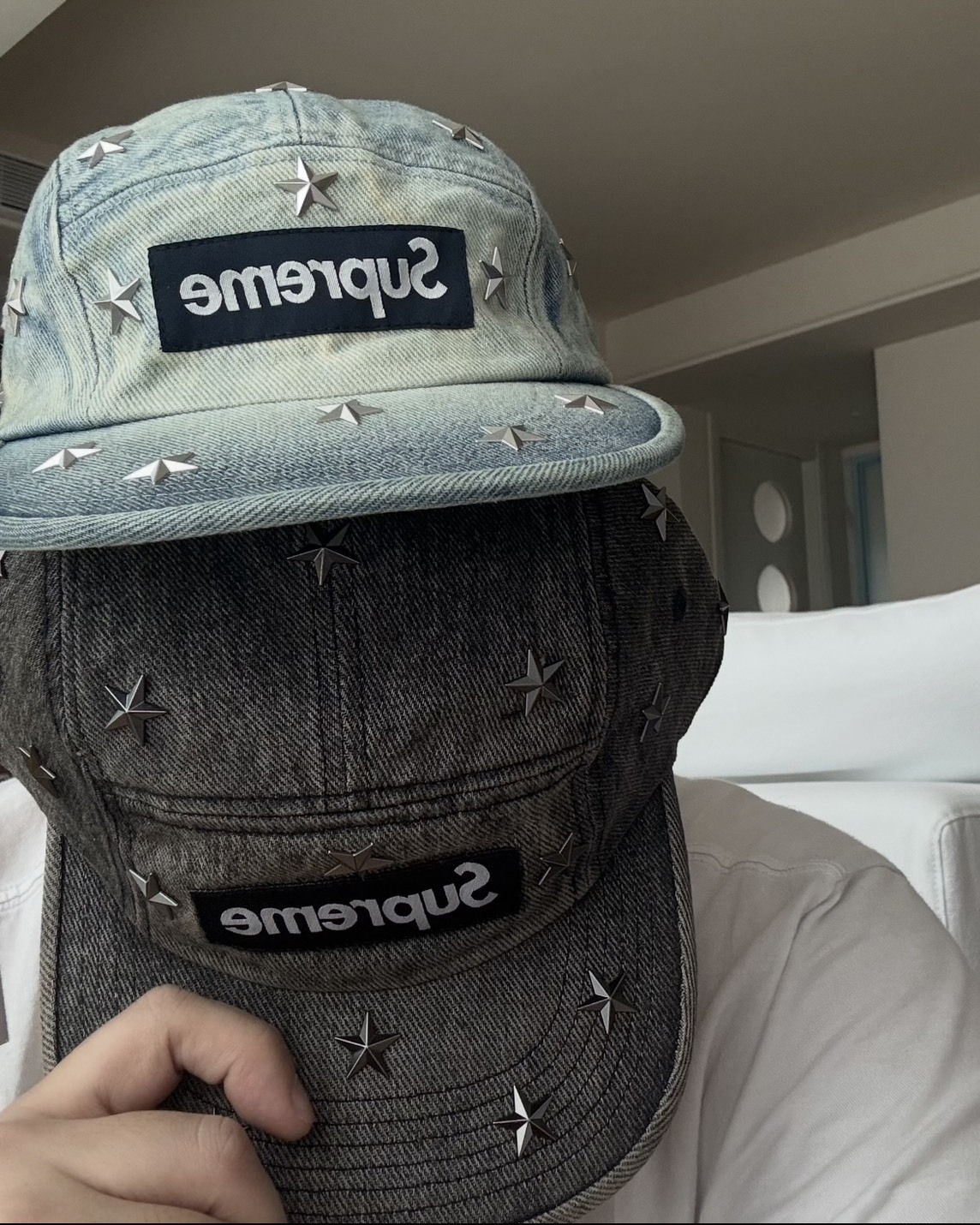 <架上已缺貨>Supreme 26SS Stars Denim Cap 星星 鉚釘 單寧 五分割帽 兩色