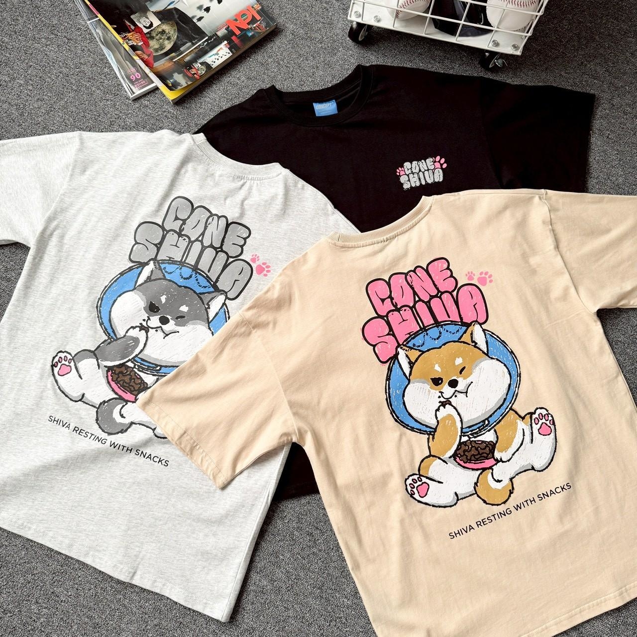 零食柴犬插畫感印花短T 81138