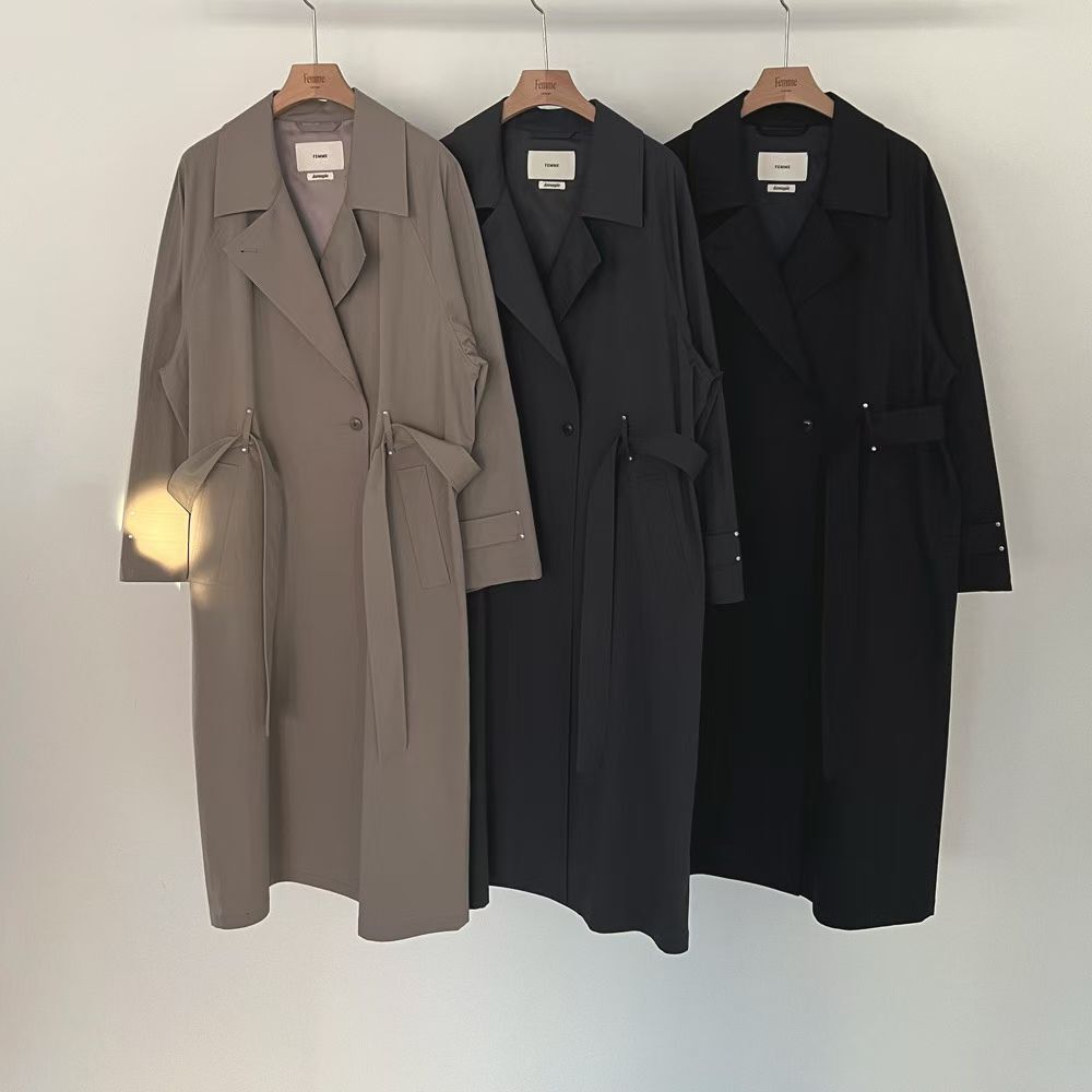 LF6024 綁帶法式長風褸