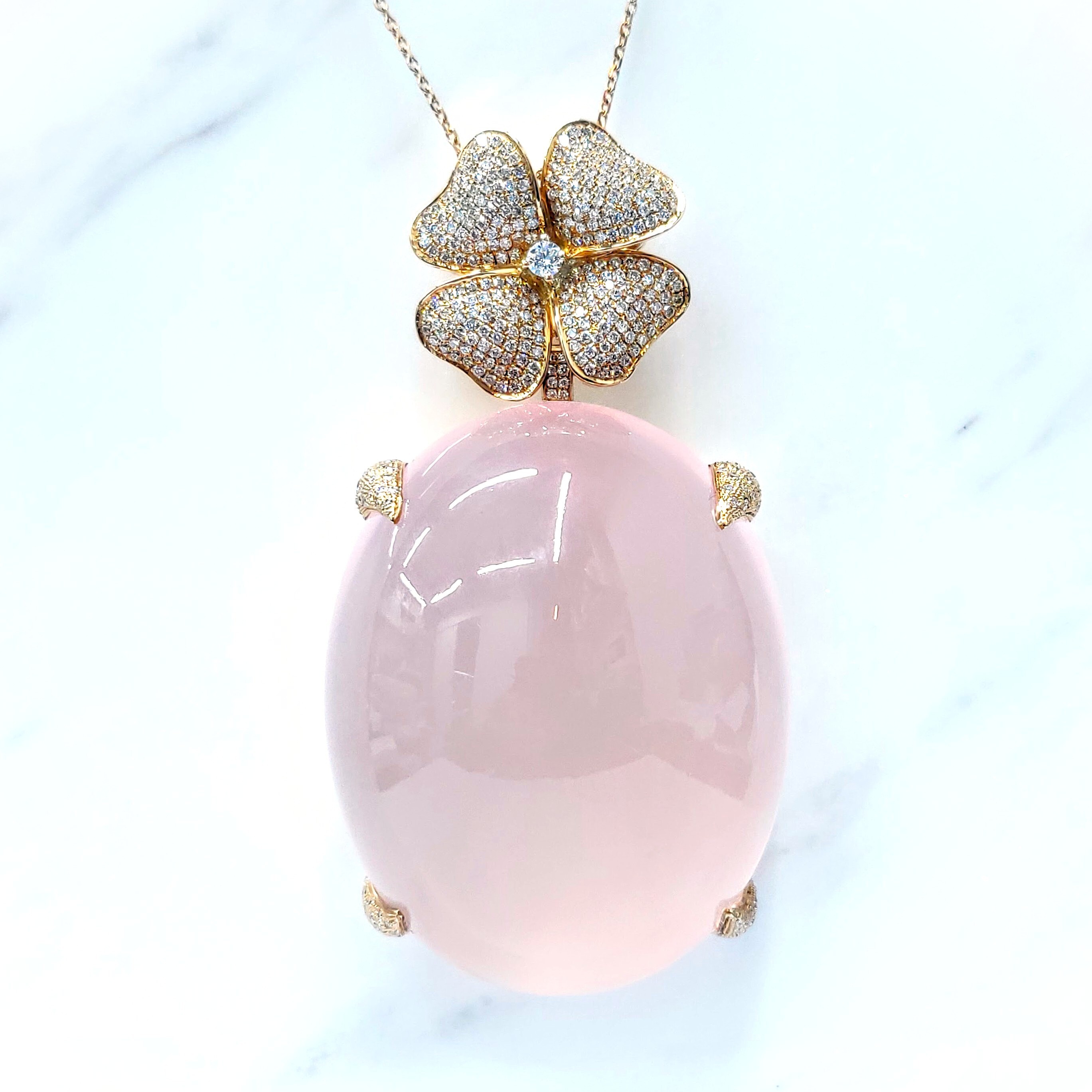 全新18K玫瑰金【單粒231卡10份粉晶】配1卡62份鑽石吊墜