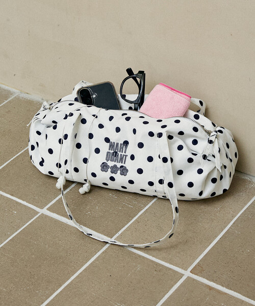 MARY QUANT × PUBLUX / logo embroidered gathered Boston bag