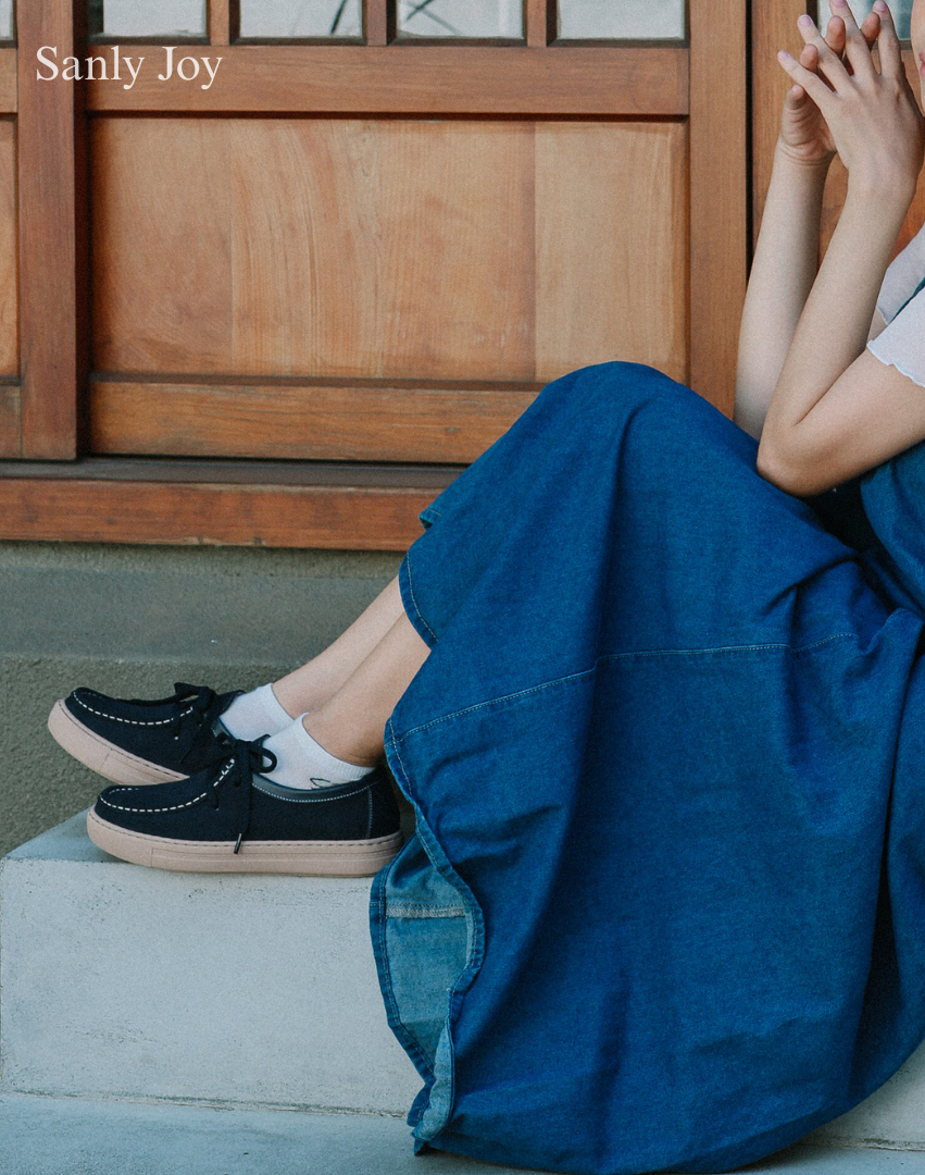 Sanly Joy 莉維亞麂皮袋鼠鞋 深藍色麂皮鞋 女生戶外穿搭