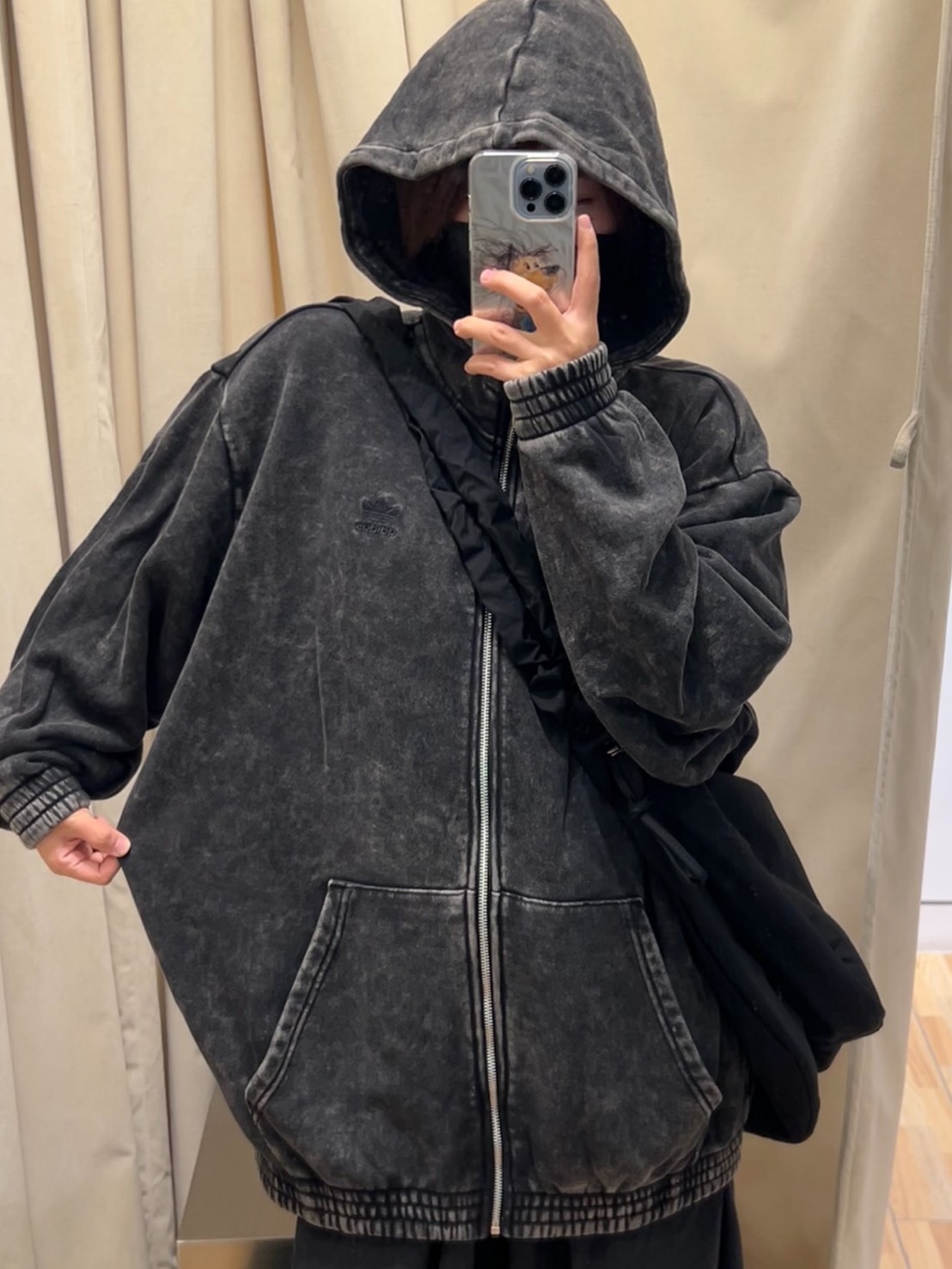 ADIDAS WASHED 水洗連帽外套 復古深灰