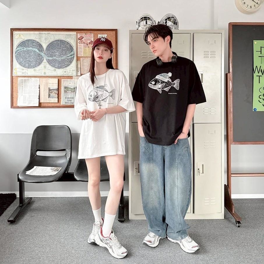 毛帽魚植絨印花短T 81149