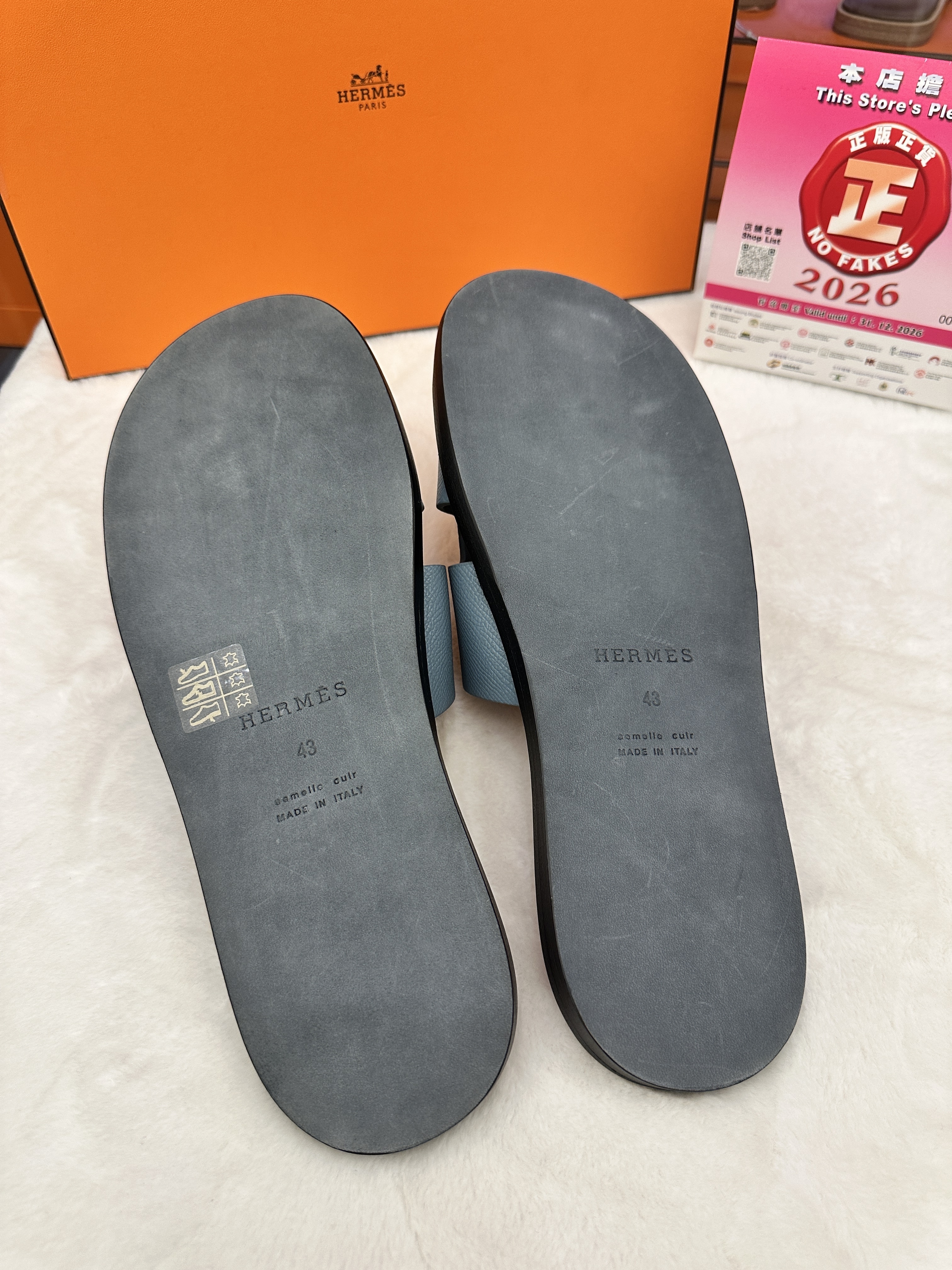 Hermes Izmir sandals Bleu Bleute Ora size43