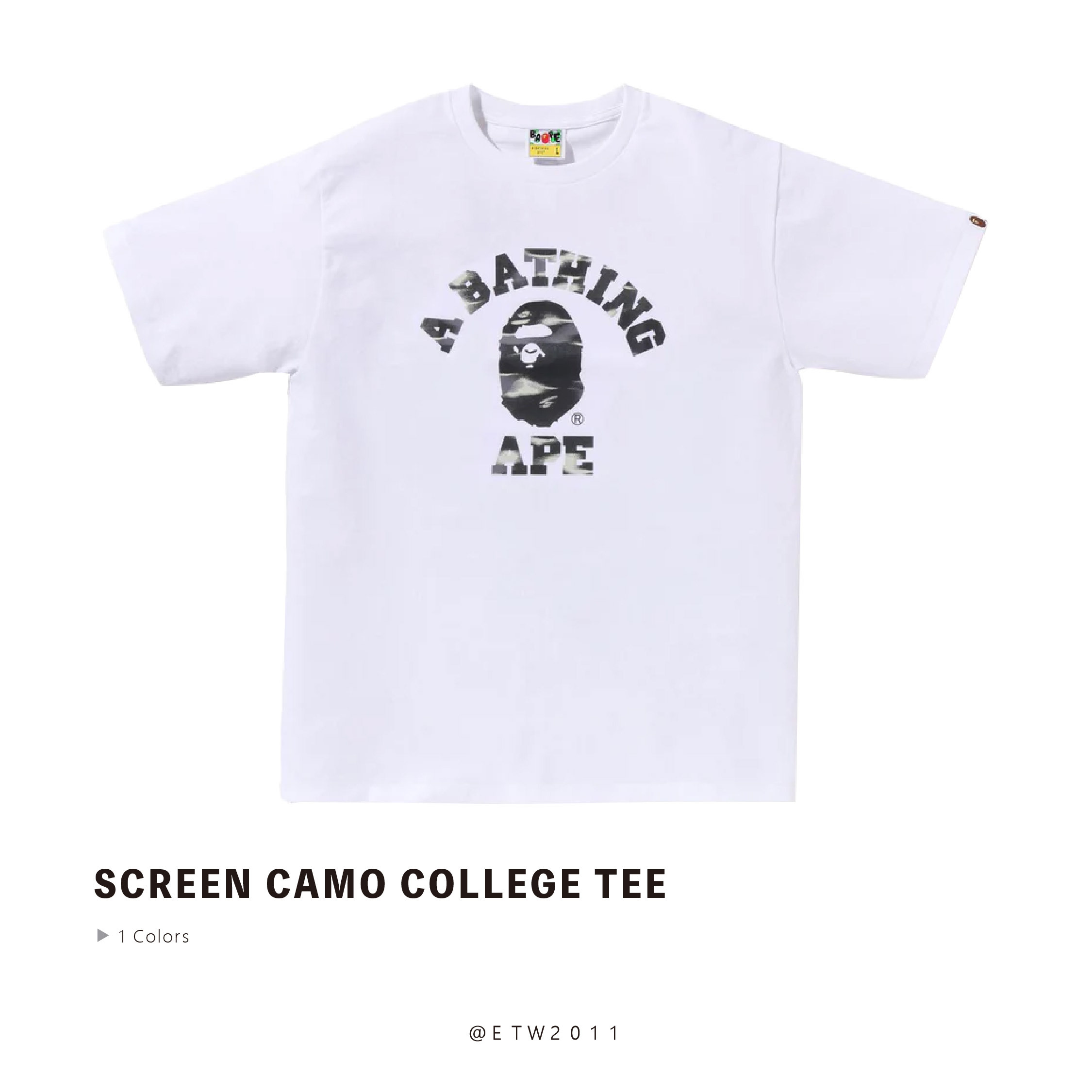 ☆ETW☆【EASY TO WEAR】BAPE SCREEN CAMO COLLEGE TEE 短T 迷彩 猿人 春夏