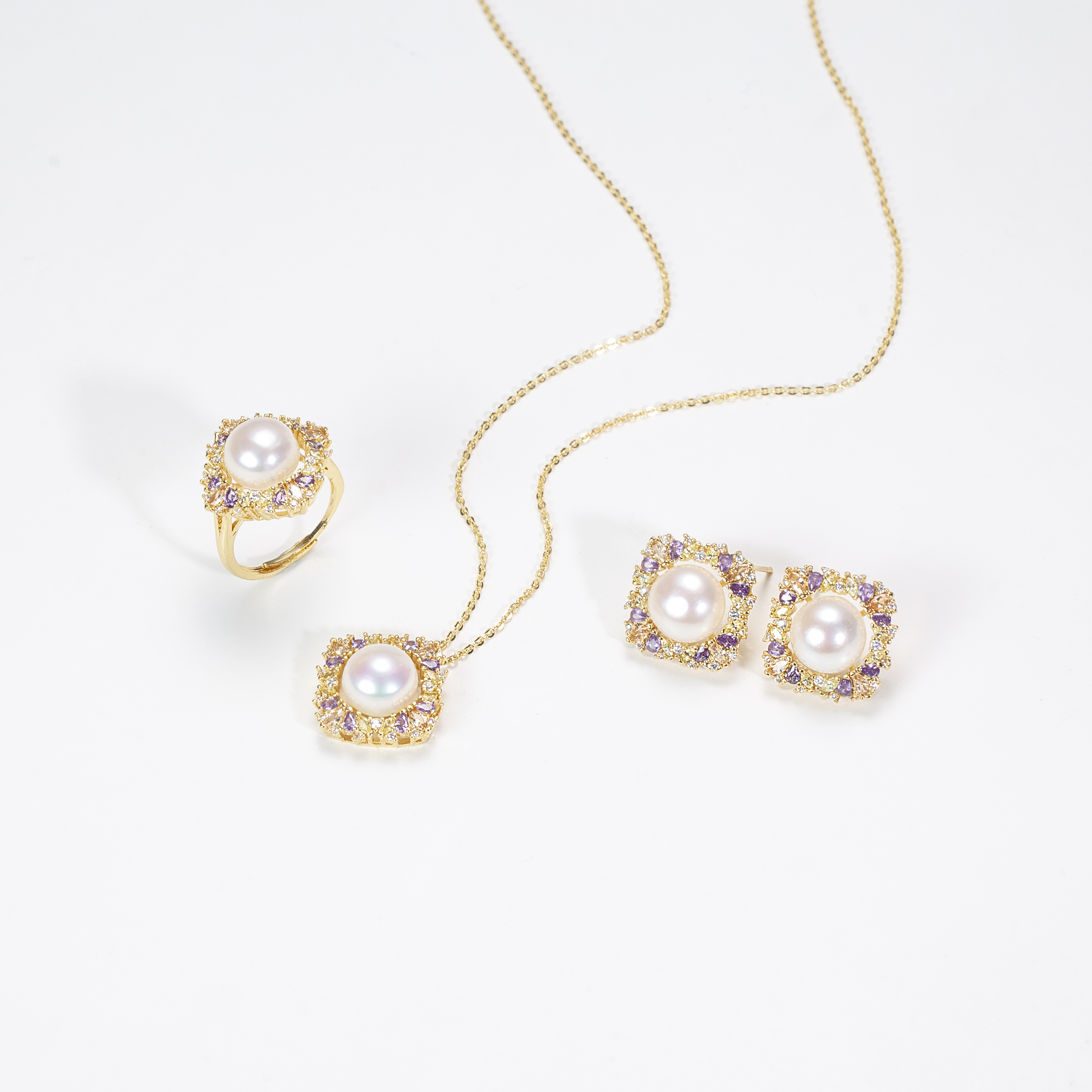 WJ003 P3 朝花夕拾淡水珍珠套裝 鏈長45CM