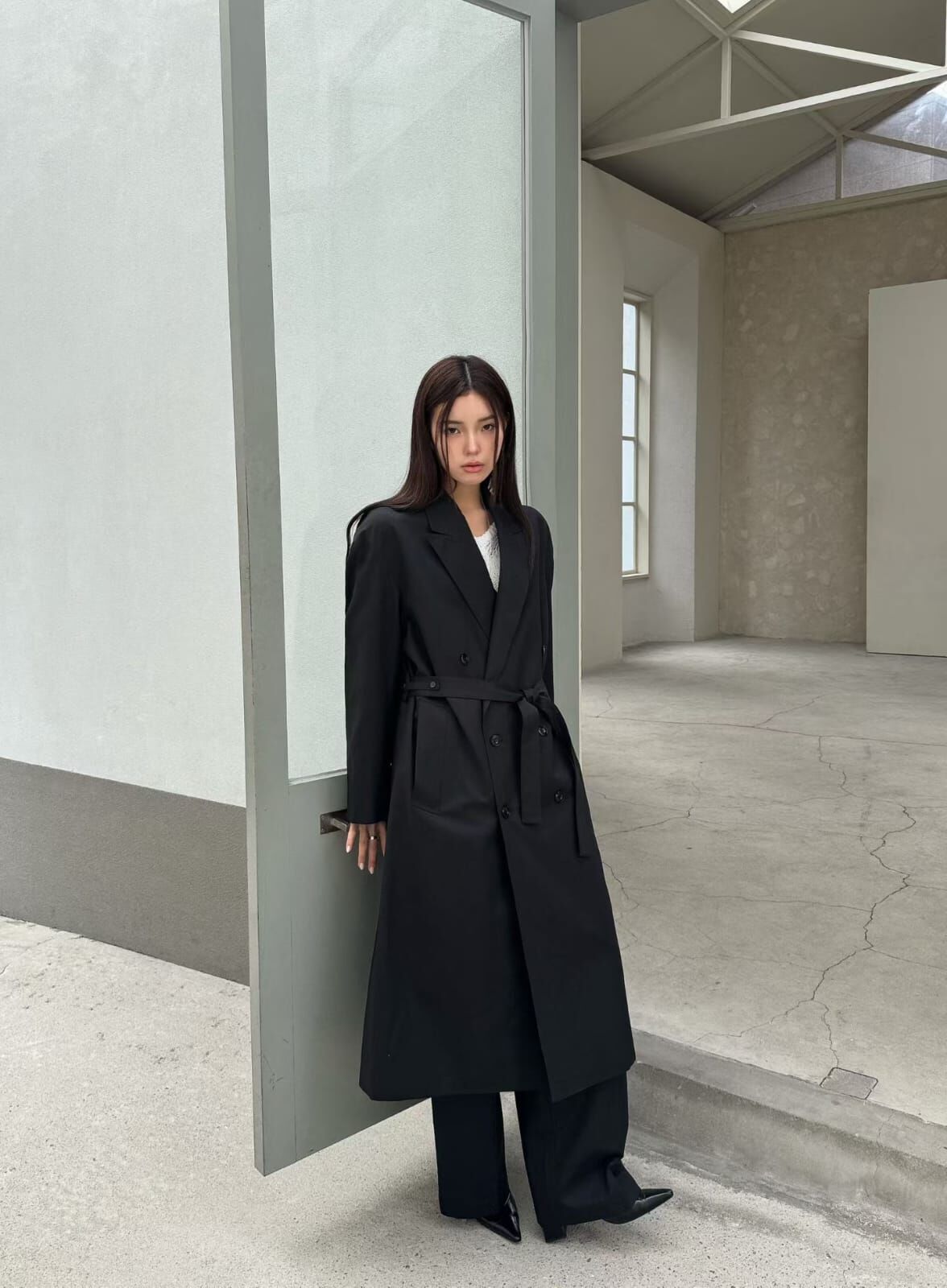 LF6003 雙排紐可綁腰帶大風褸