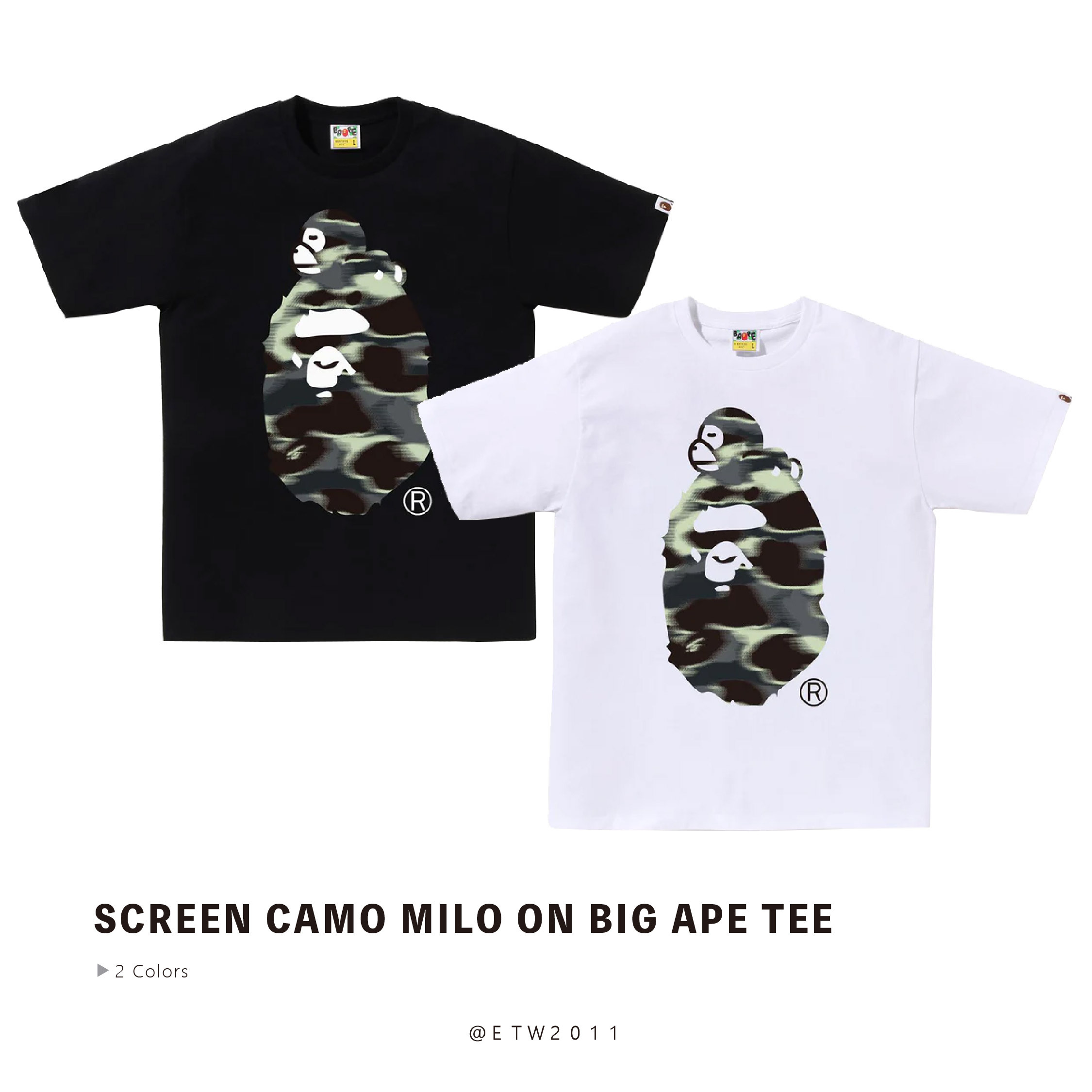 ☆ETW☆【EASY TO WEAR】BAPE SCREEN CAMO MILO ON BIG APE TEE 迷彩 猿人 短T 春夏