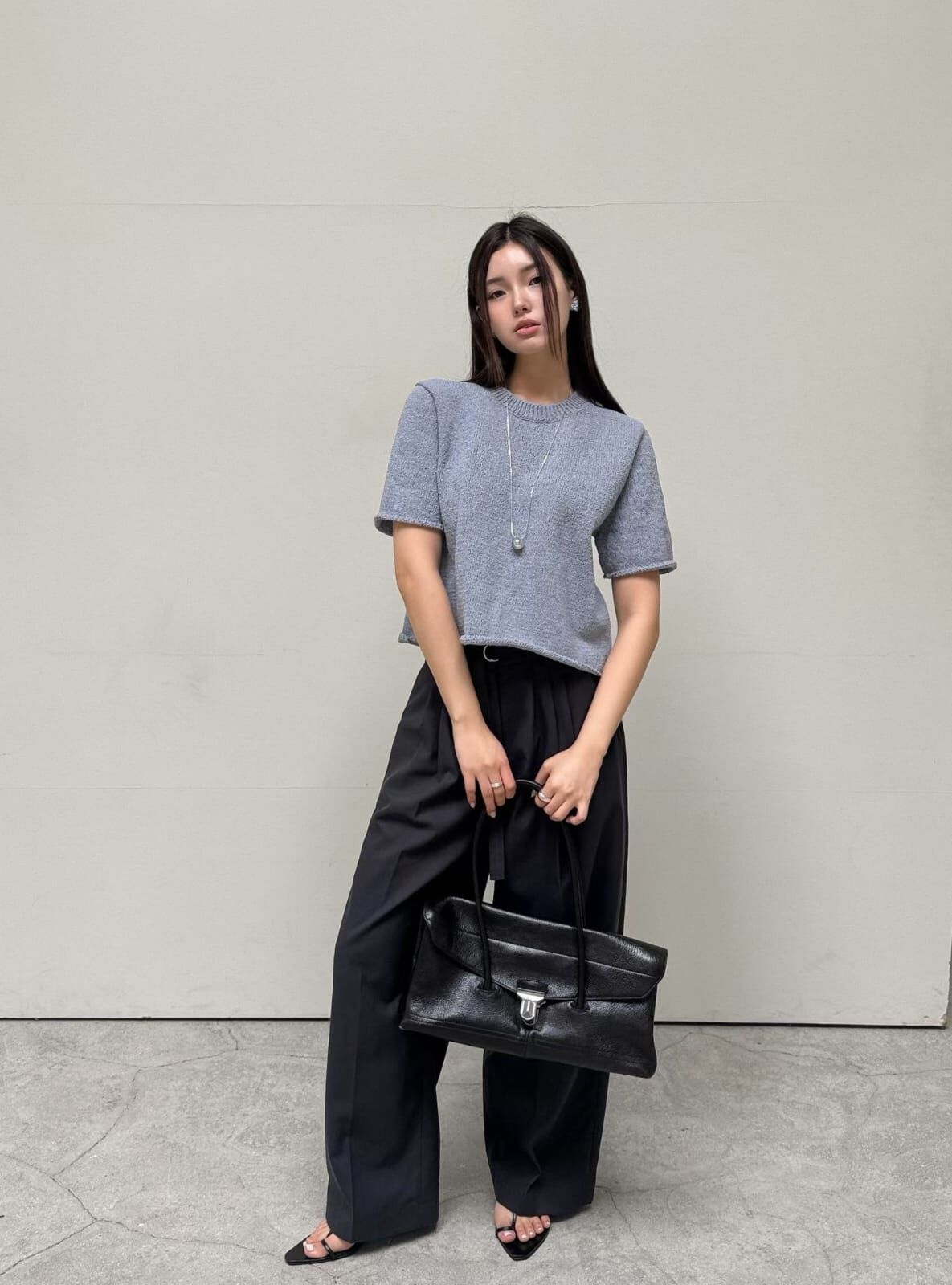 LF6001 卷邊圓領短袖上衣