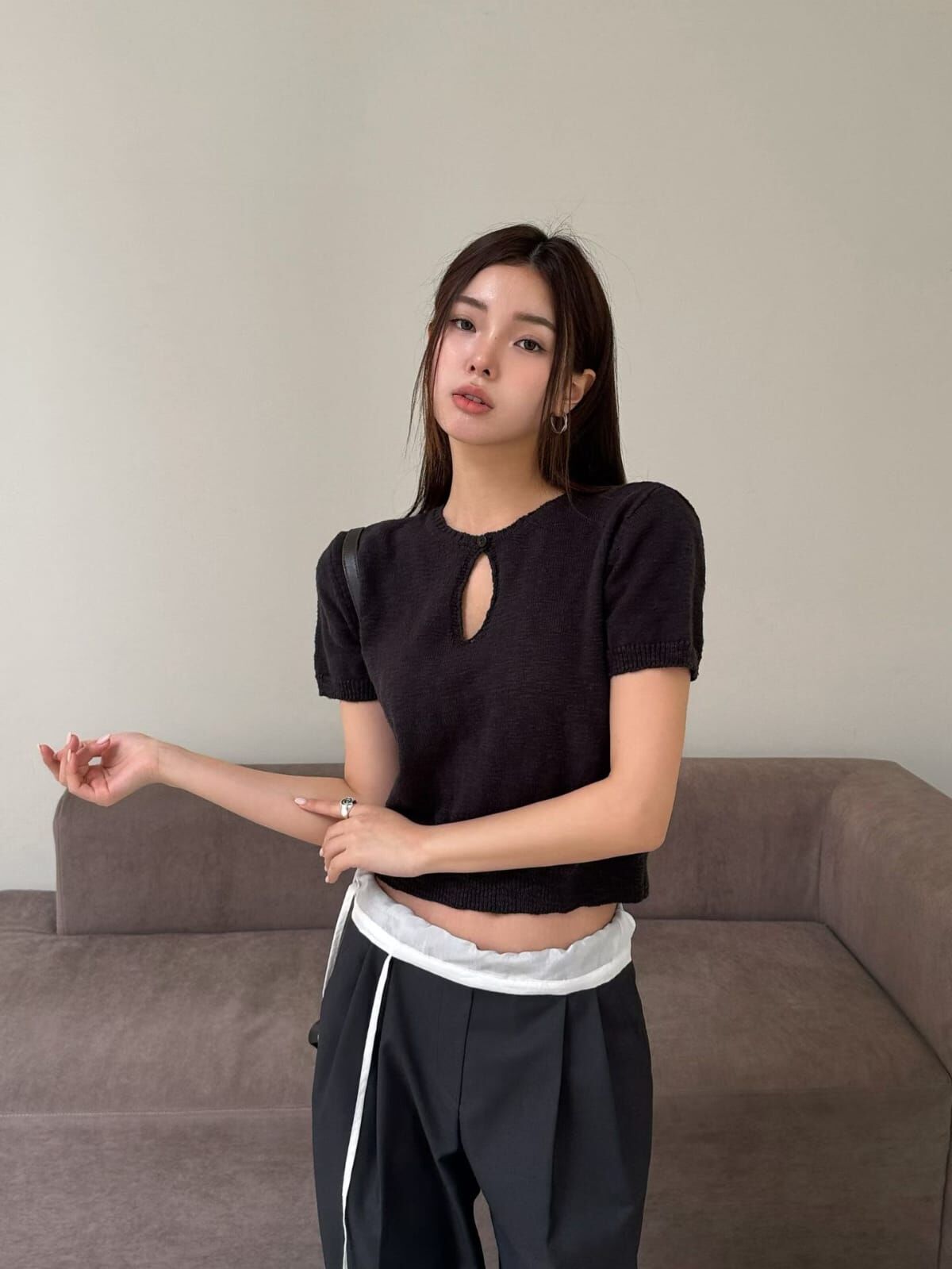 LF6025 小性感雪花紋短袖上衣