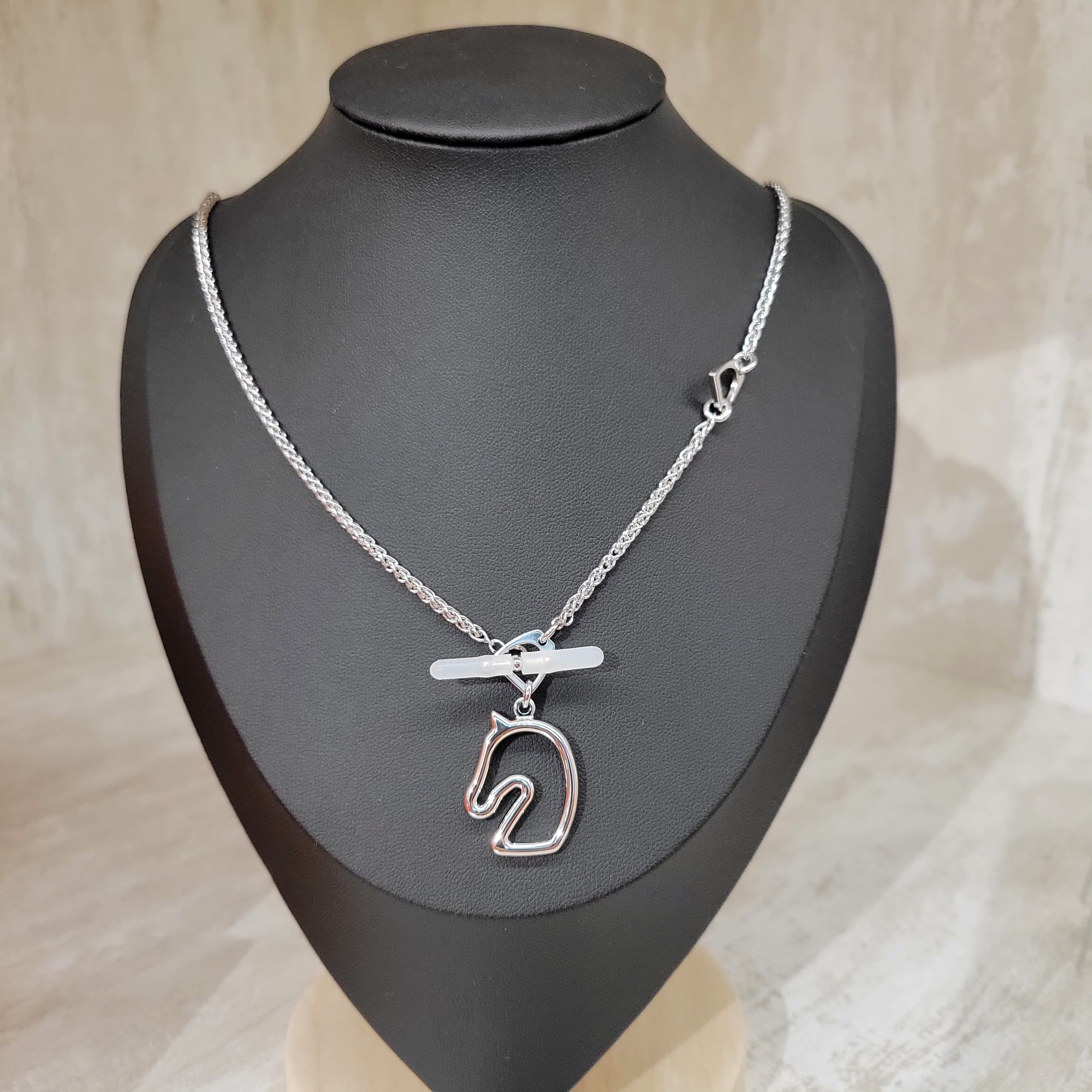 HERMES Tonnerre necklace, small model NOIR 黑銀 雙面頸鏈