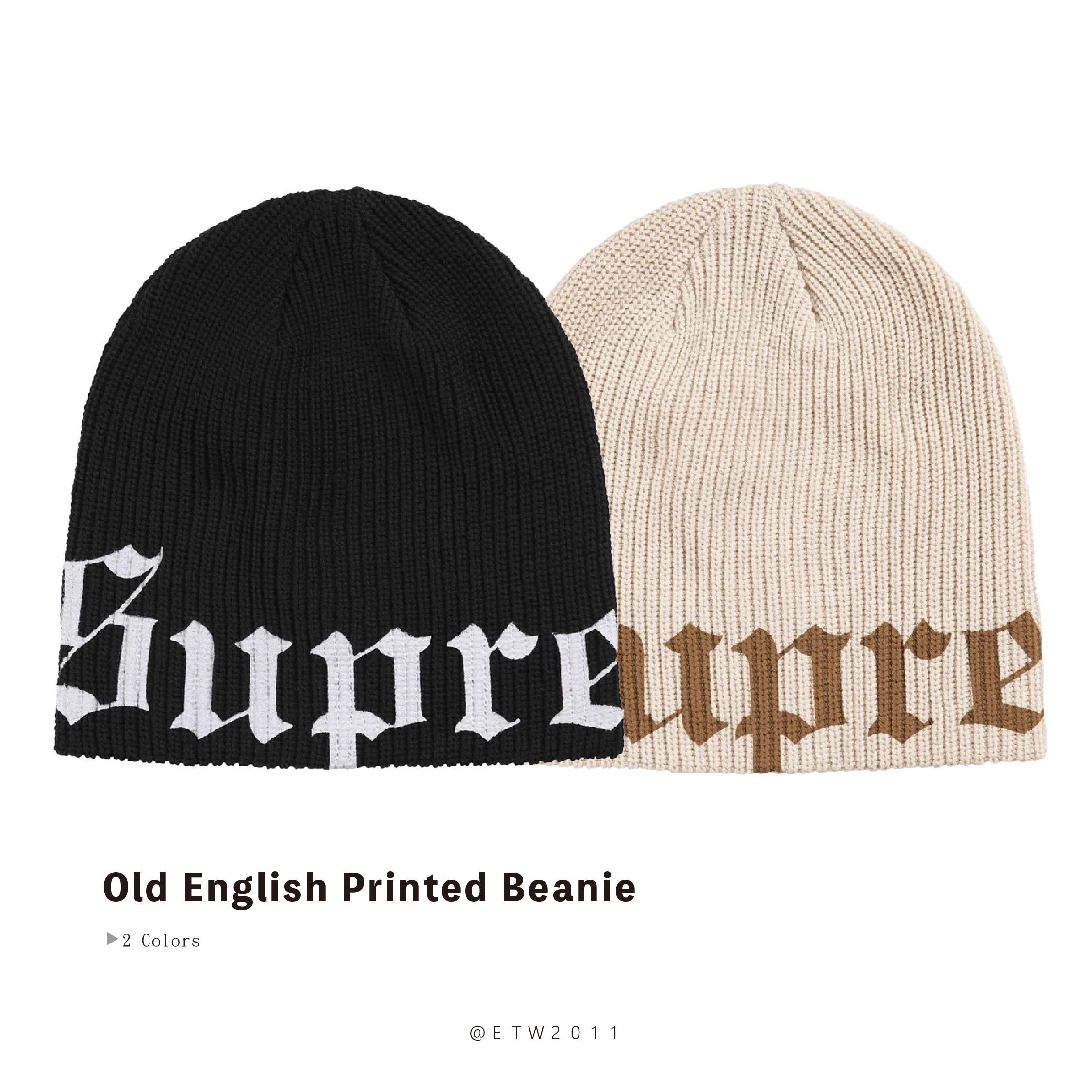 ☆ETW☆【EASY TO WEAR】SUPREME Old English Printed Beanie 毛帽 歌德字體 秋冬
