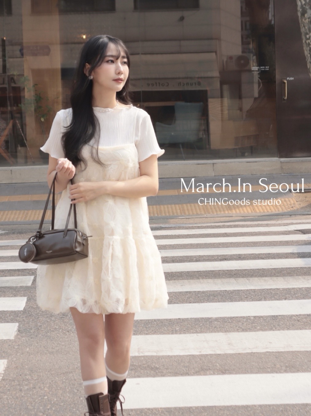 Mar6101 法式空氣感細肩帶小花紗短洋裝