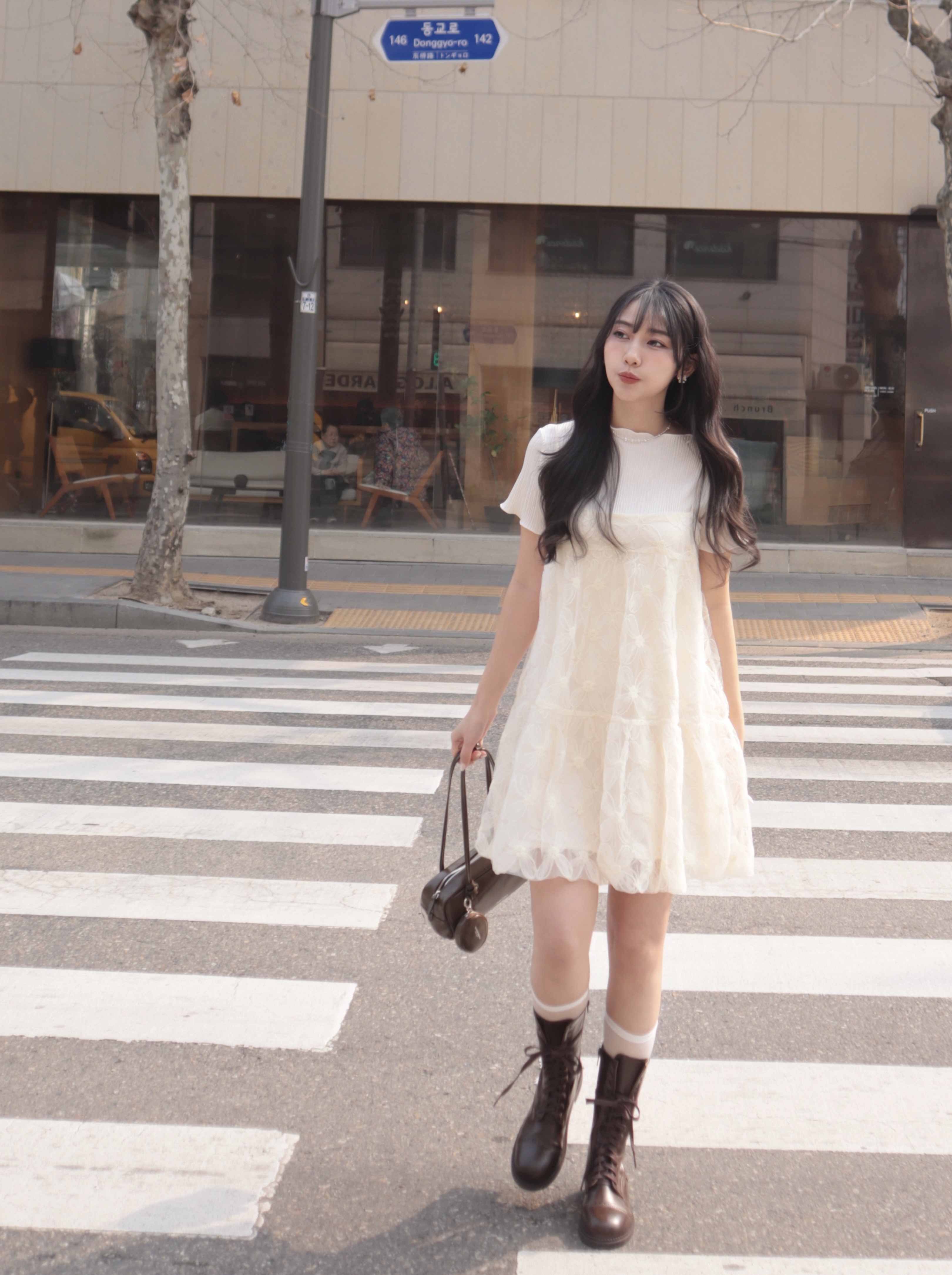 Mar6101 法式空氣感細肩帶小花紗短洋裝