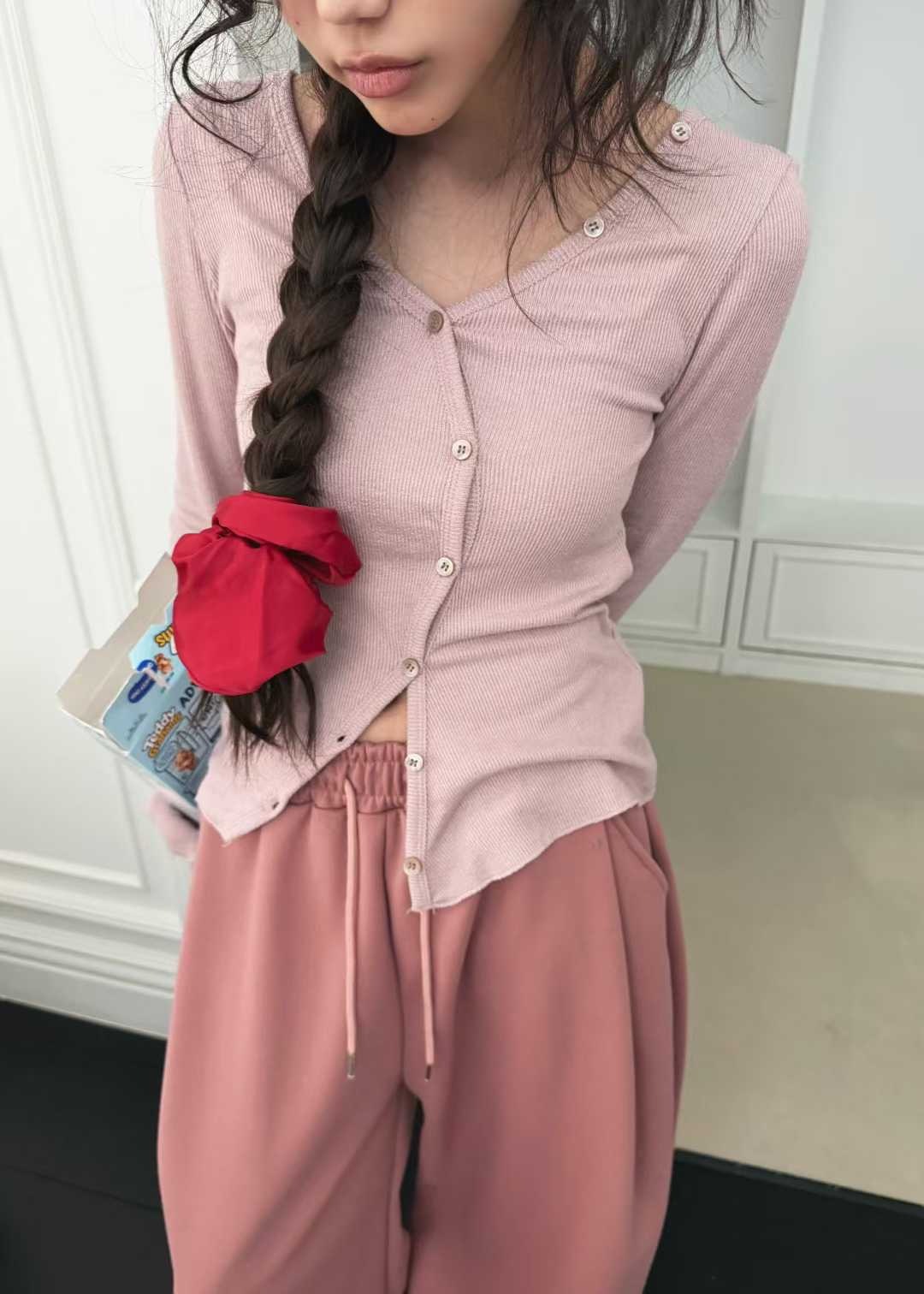 Mar6102 自留款 美式質感前後兩穿係坑條上衣