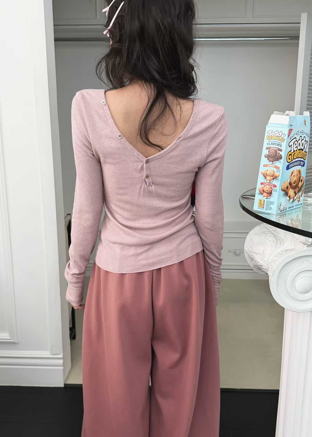 Mar6102 自留款 美式質感前後兩穿係坑條上衣