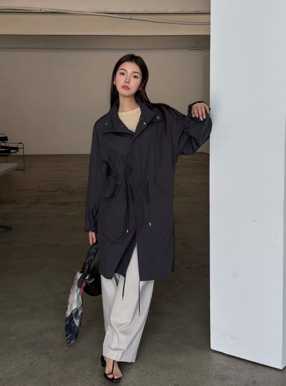 LF6005 高領擋風長版外套