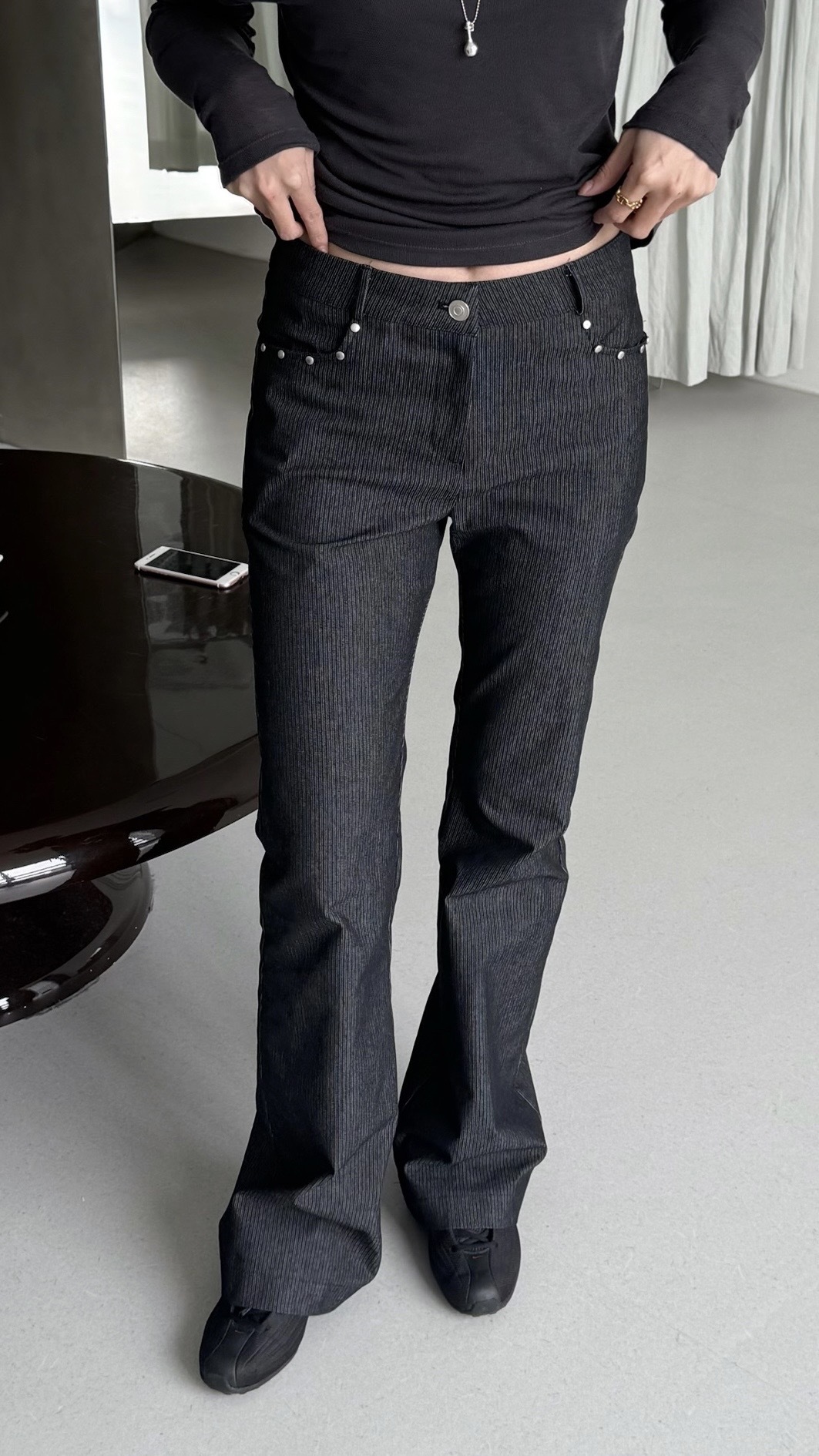 D02-歐膩大長腿微喇叭褲(3色)