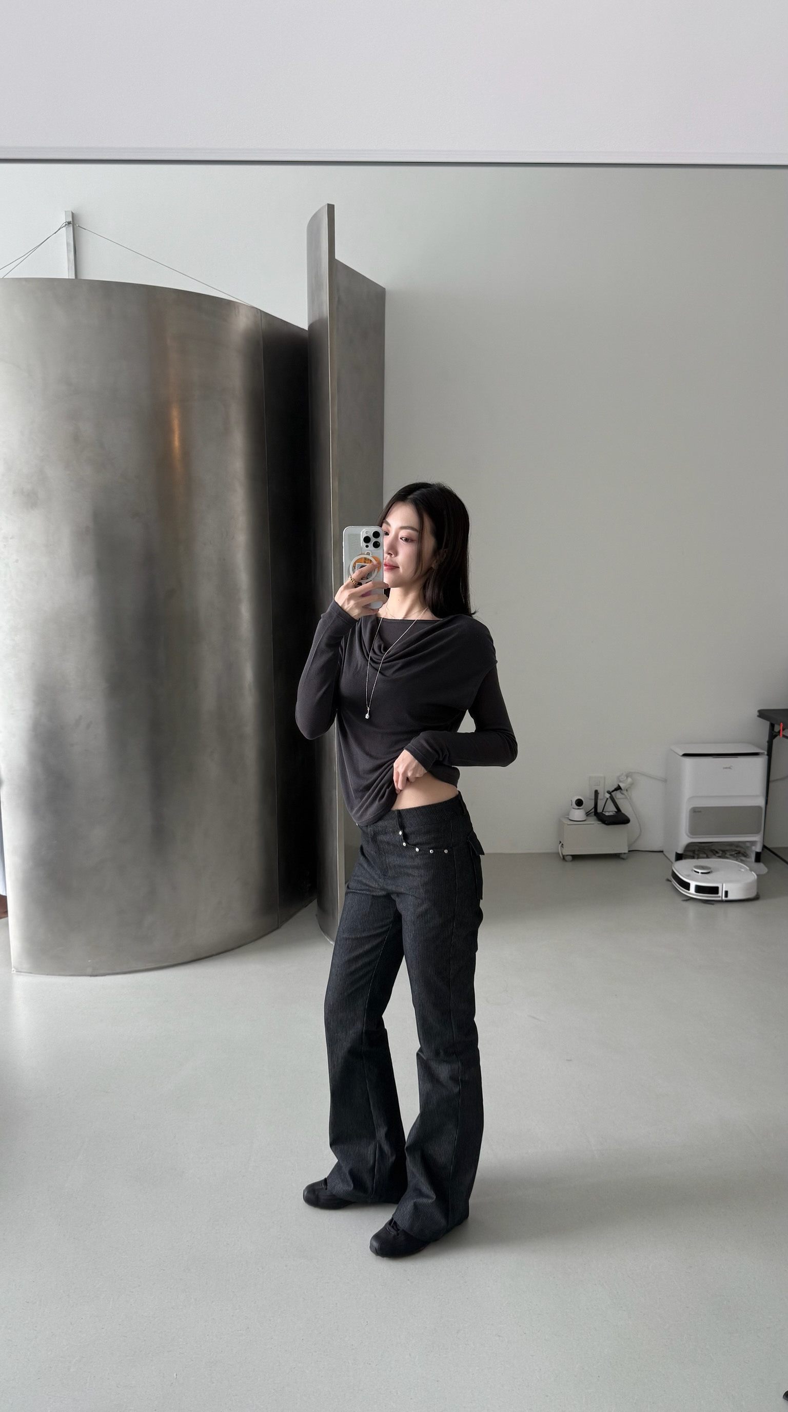 D02-歐膩大長腿微喇叭褲(3色)