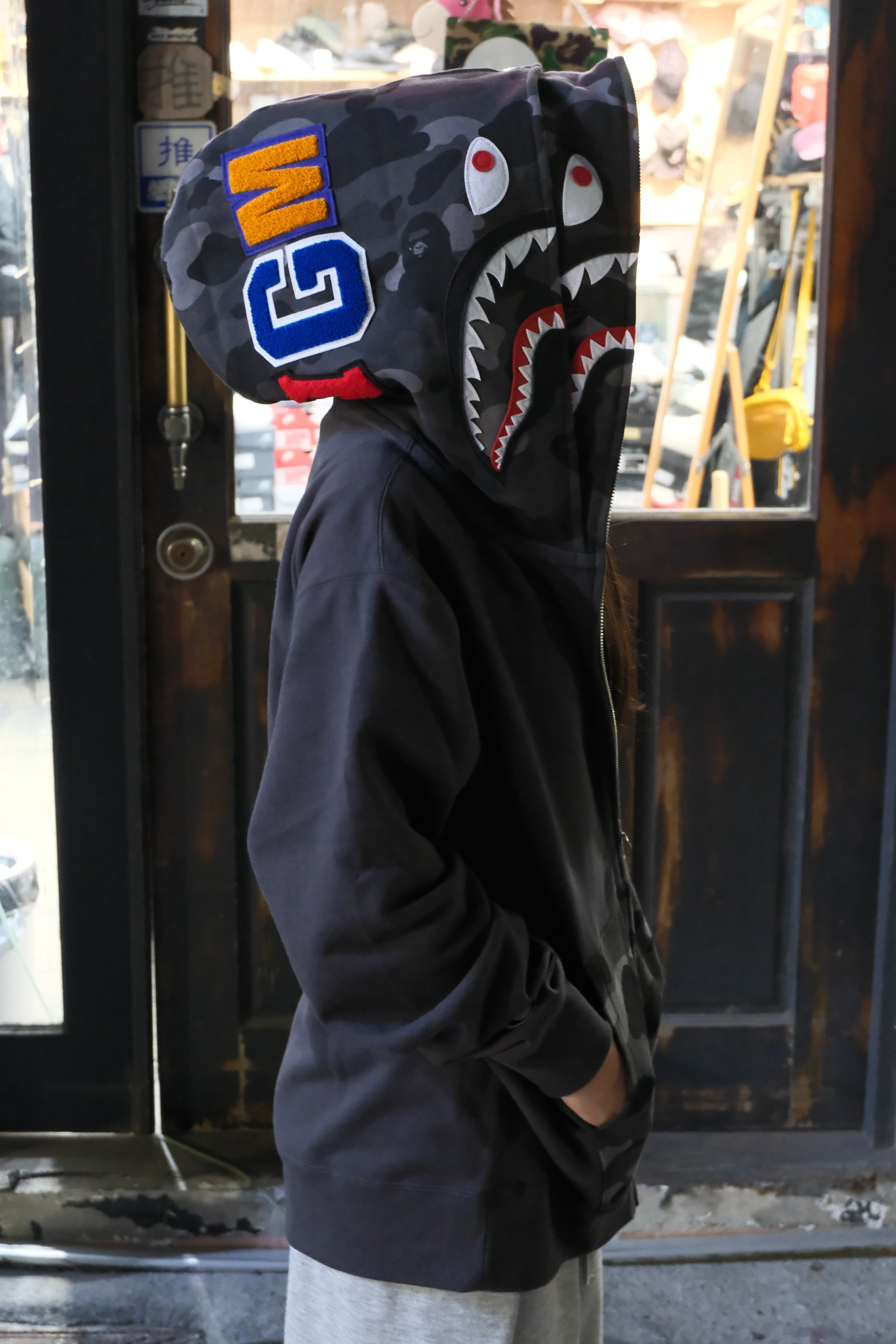 COLOR CAMO SHARK FULL ZIP DOUBLE HOODIE 雙頭鯊 迷彩 鯊魚 外套 拉鍊 1M30115009