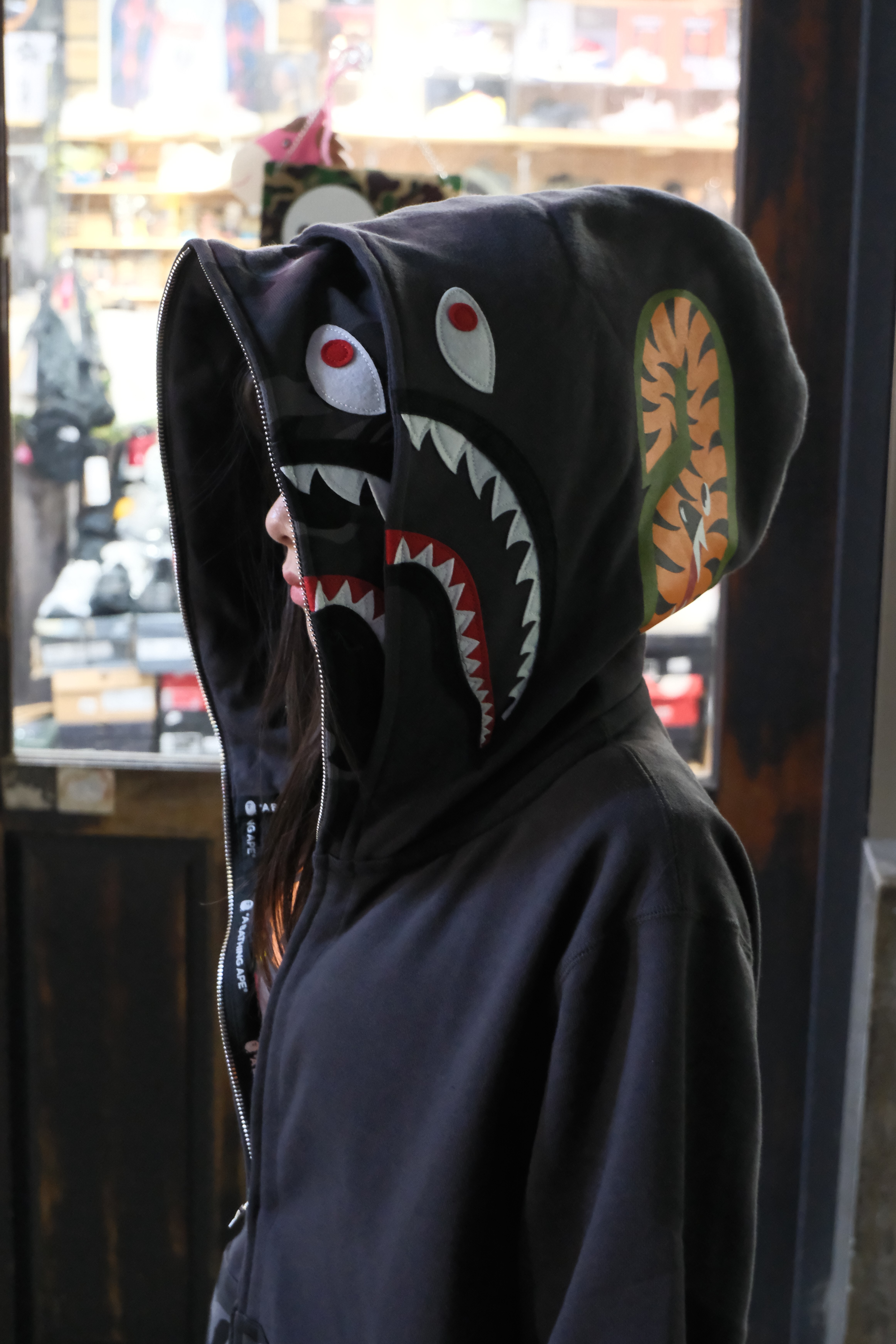 COLOR CAMO SHARK FULL ZIP DOUBLE HOODIE 雙頭鯊 迷彩 鯊魚 外套 拉鍊 1M30115009