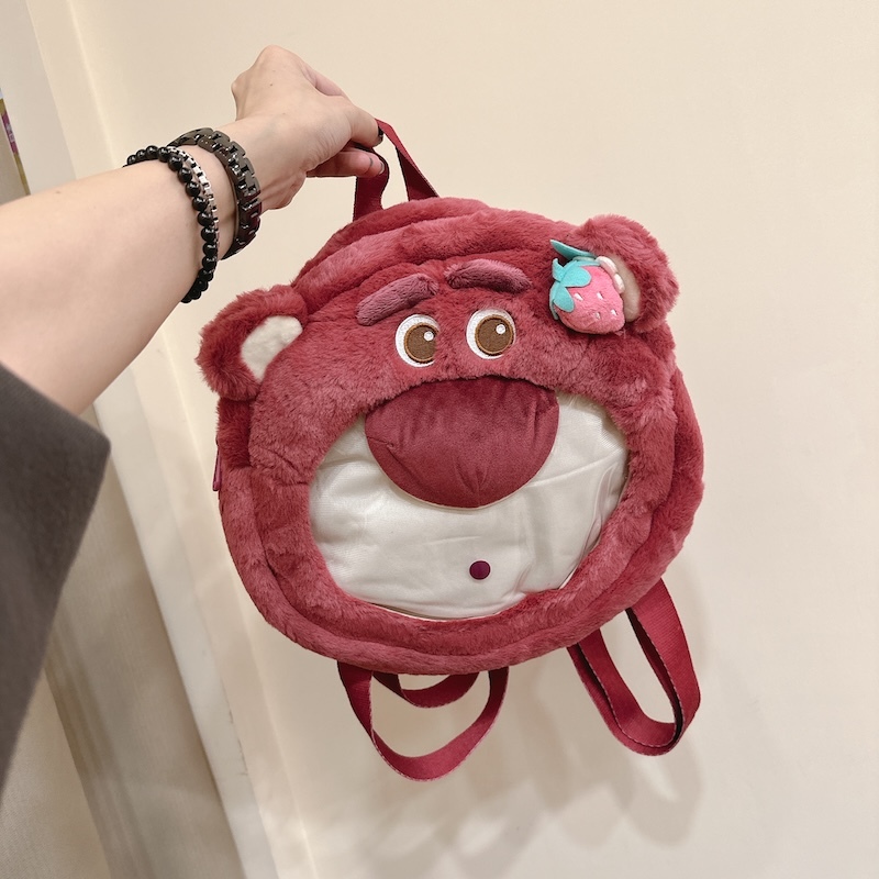 《03116》草莓熊抱哥毛絨絨後背包