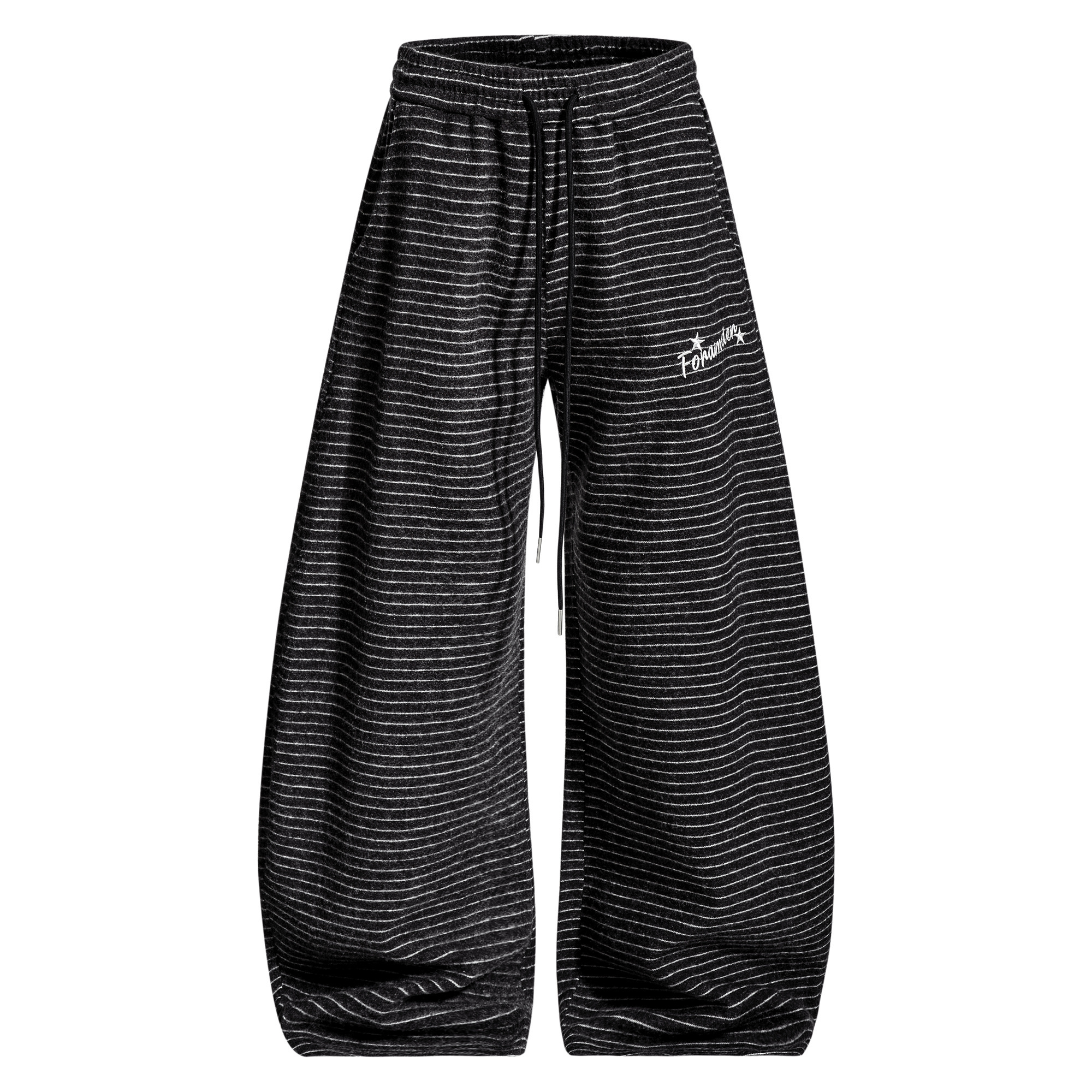 《S.V》垂墜感細條紋彎刀棉褲