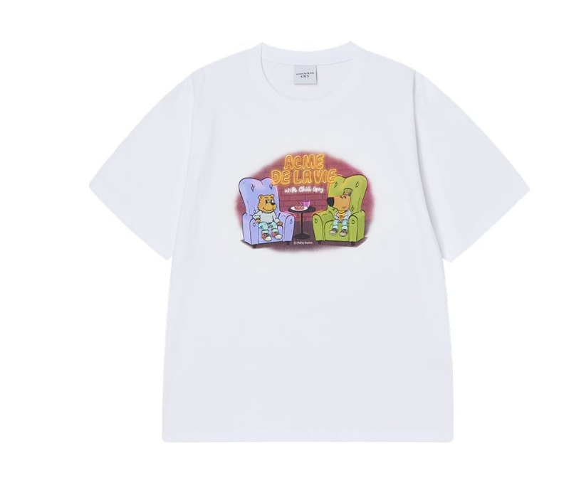 [K] ADLV WHITE CHILL GUY AC BEAR SHORT SLEEVE T-SHIRT, KAV17 (KAV17)