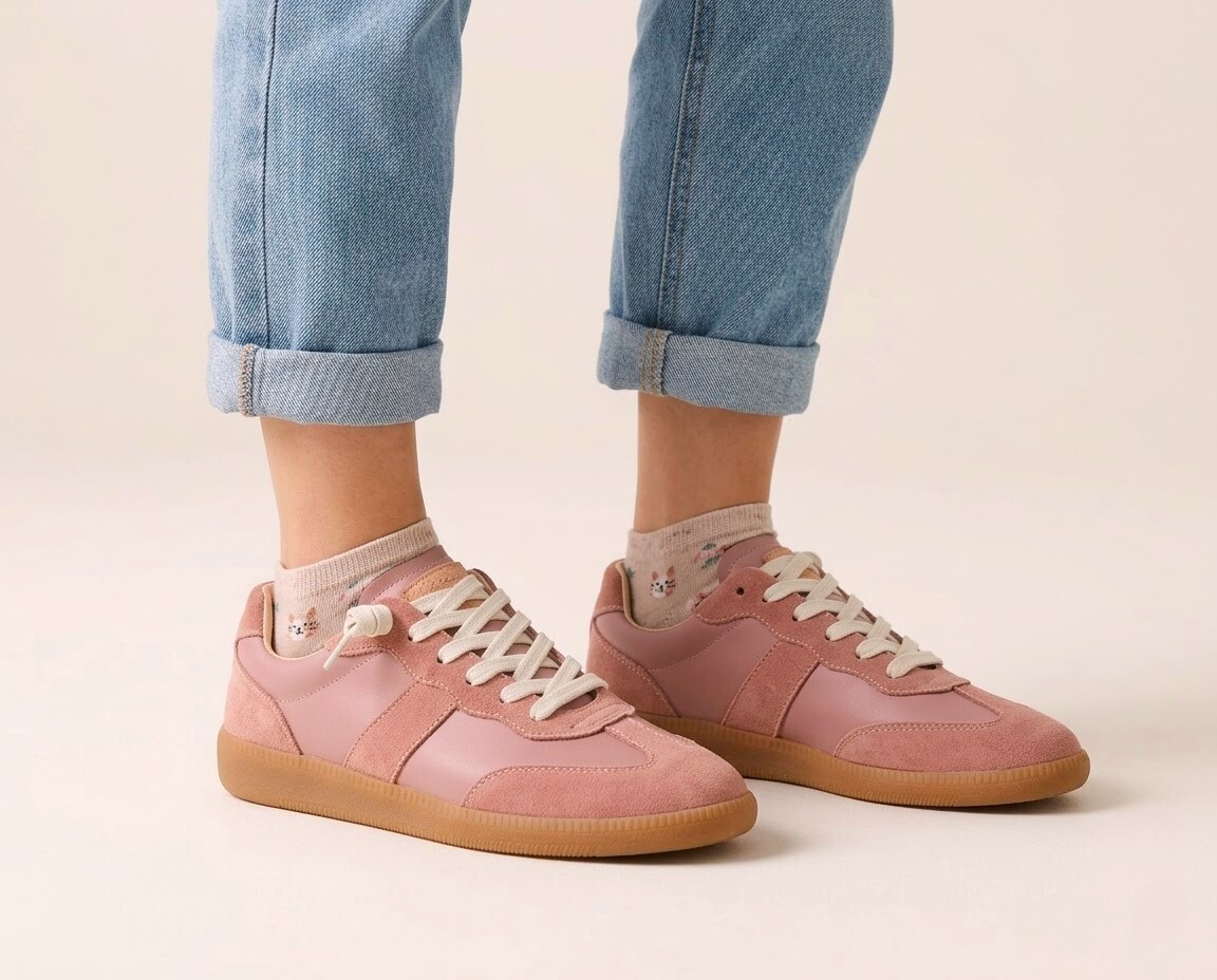 穿上瞬間就戀愛！Sanly Joy 艾蜜莉德訓鞋全新「莓果粉粉」，成熟顯氣質的粉色休閒鞋，一秒點亮疲憊日常，讓妳的每一步都充滿少女心與法式優雅。