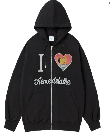 [K] ADLV BLACK ILOVEYOU CHILL GUY HOODIE ZIP UP, KAV22 (KAV22)